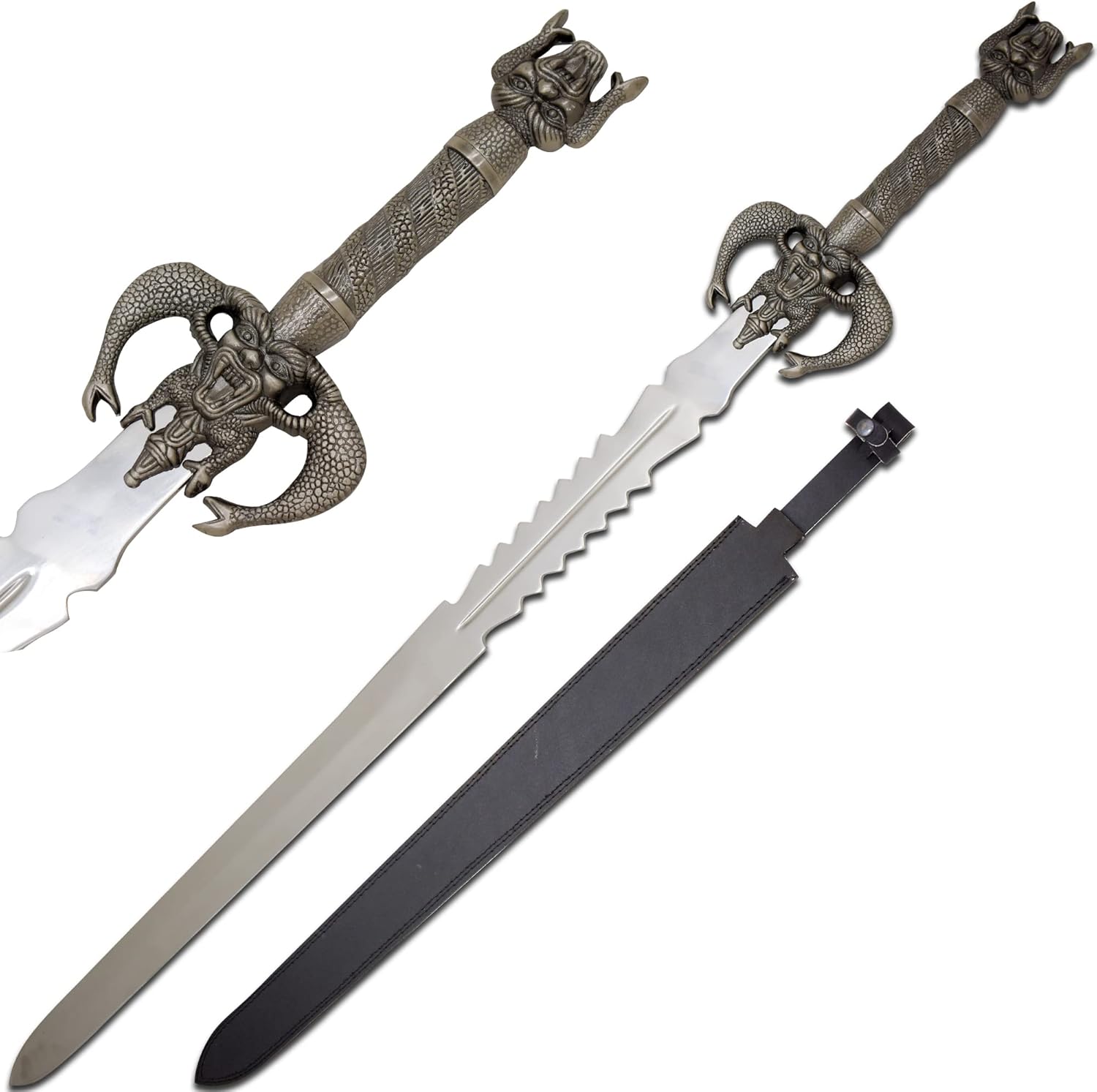 Medieval Warrior Custom Handmade Fantasy Viking Sword Comes with Black Leather Sheath