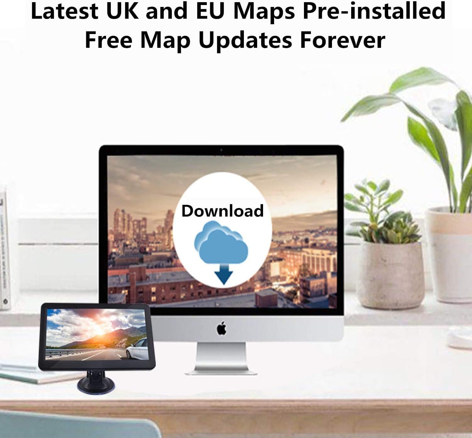 GPS Navigation for car,7-inch Touch Screen Car GPS 256-8GB Voice Broadcast Navigation, top-Loading North America map (USA, Canada, Mexico map) Lifetime map Free Update