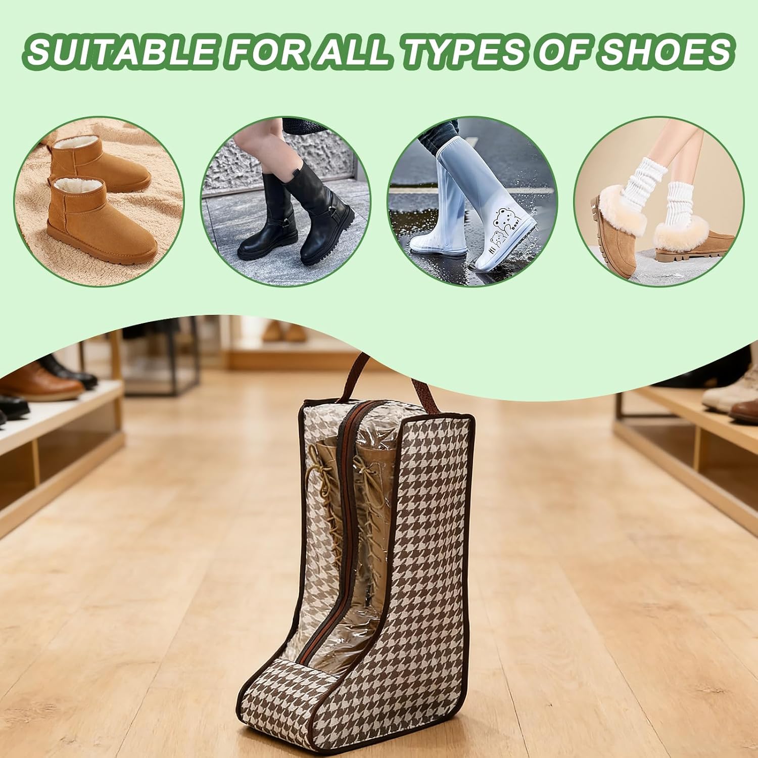 6 Pack Boot Storage Bag, Storage Organizer Tall Boots, Portable Dust Proof Boot Bags, Brown Waterproof Tall Boots Storages Bags for Travel and Daily Use