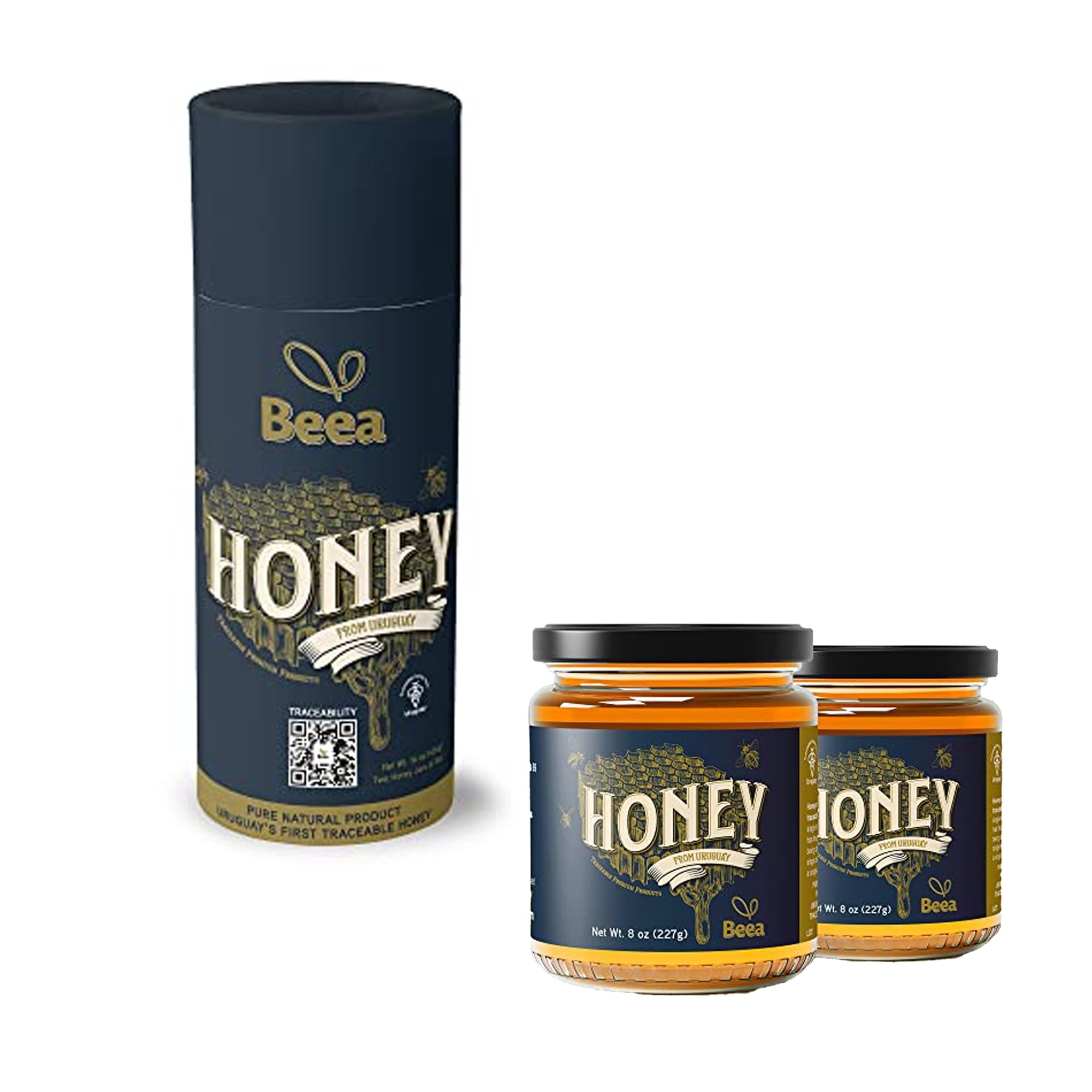 BEEA Premium Raw Uruguayan Prairie Honey | Light Amber & Mild Flavor | 100% Pure, Organic, Unfiltered, Unpasteurized | Certified Traceable &