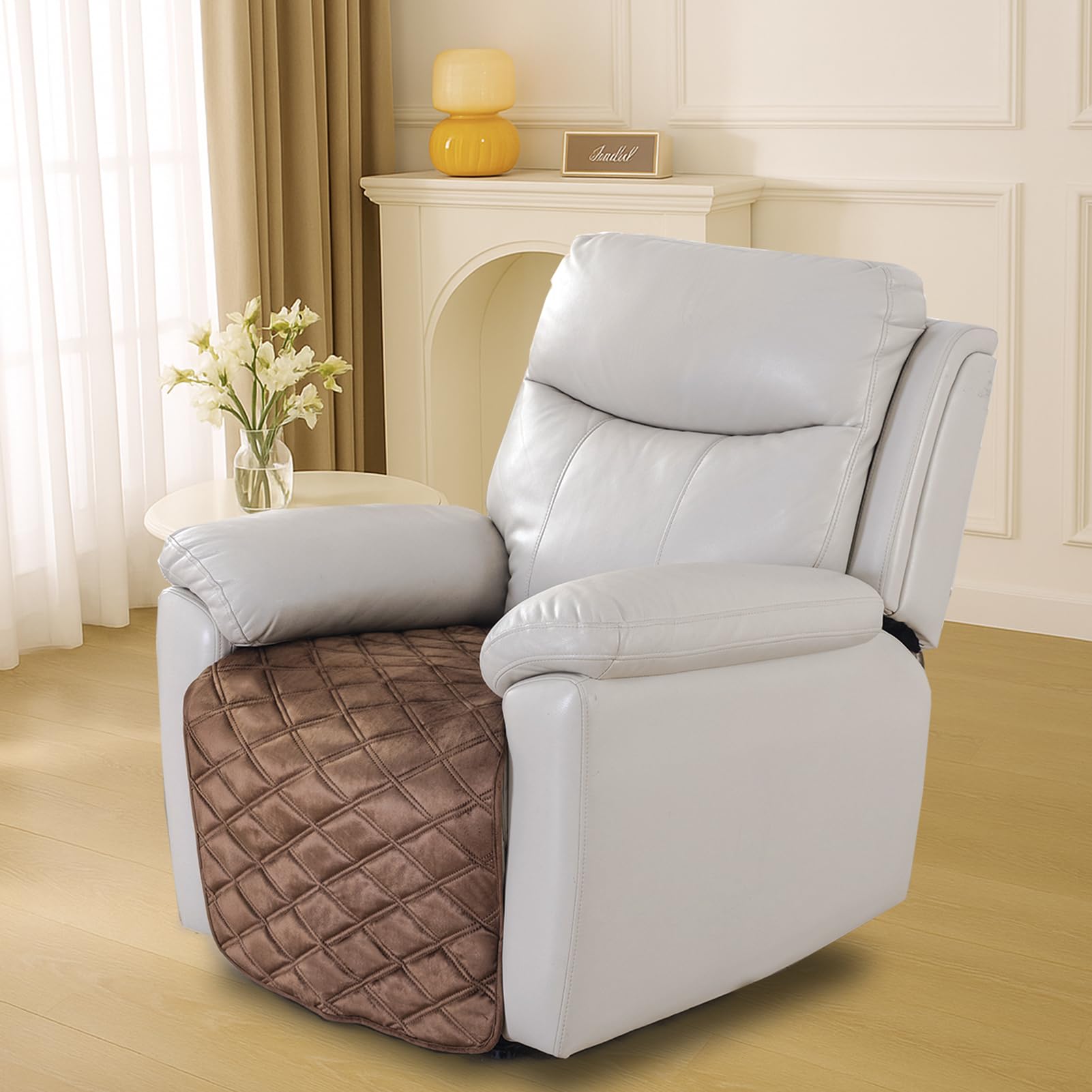 NeColorLife Recliner Seat Cover–Velvet,Non-Slip, Washable Recliner Chair Cover with Elastic Straps,No Backrest and Armrests,Fits Seats Width Up to