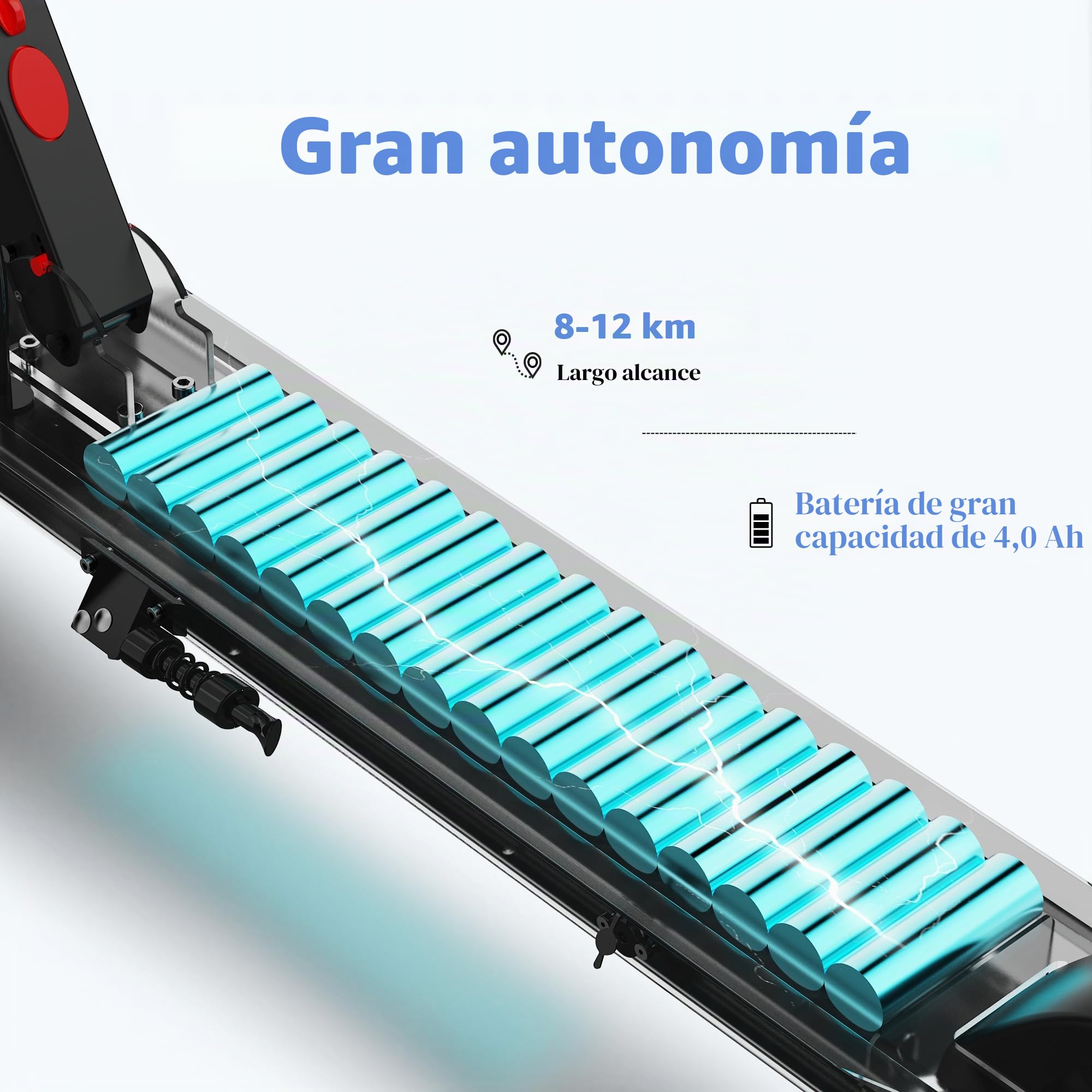Patinete Eléctrico, Motor 500W, Patinete Plegable 8'', Velocidad Máx. 25 km/h, Autonomía 12-15 km, Pantalla LED, para Niños, Adolescentes y Adultos