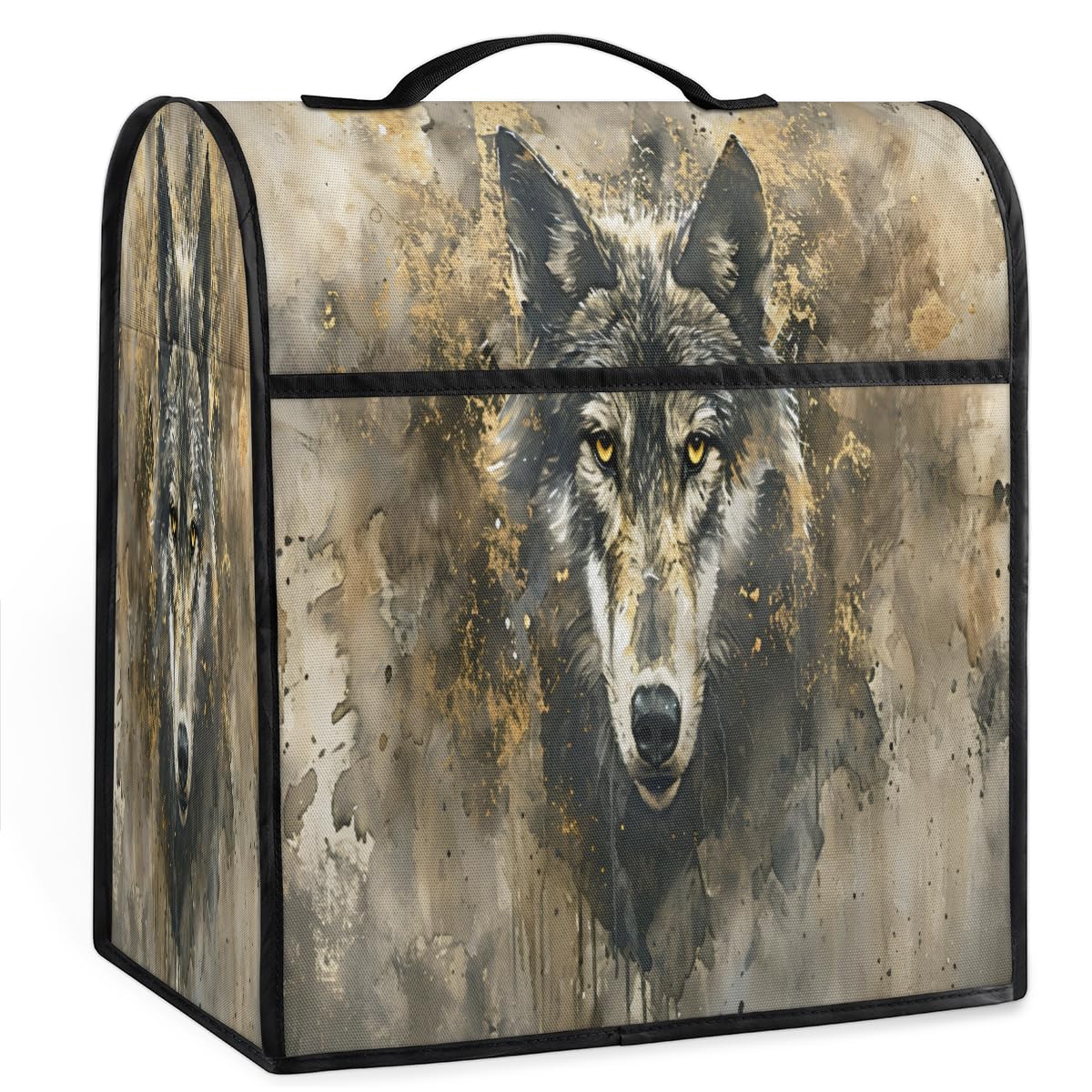 Coffee Maker Cover Retro Wolf Kitchen Appliance Covers Small Appliance Covers Blender Cover Juicer Cover Dust Covers for Kitchen Appliances with Top Handle and Pockets,Washable,C212