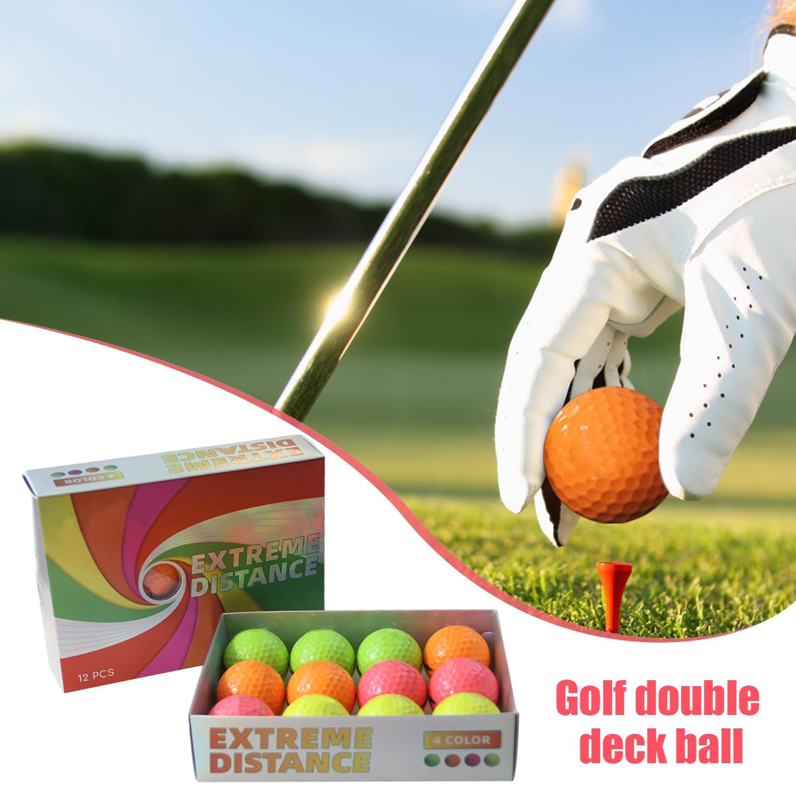 Golftrainingsbälle, Golfbälle für den Garten | 12 x bunte Golfbälle | Doppelbrücke, professionelle Golfbälle, vielseitig, Golfberufe für den Innenbereich