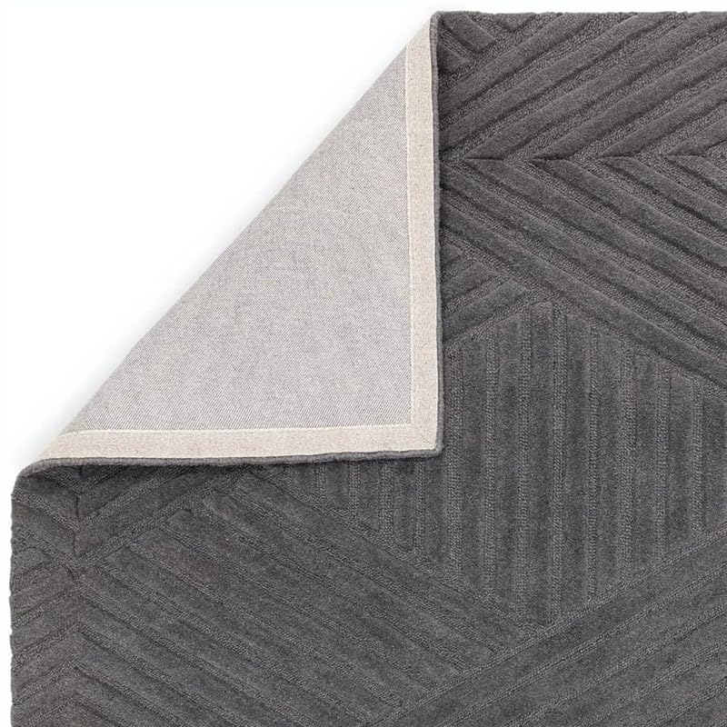 Image of Hand Tufted Modern Design Exported Collection High Low Pattern Wool Carpet for Living Room, Bedroom & Hall (Charcoal, 5 x 7 Feet)