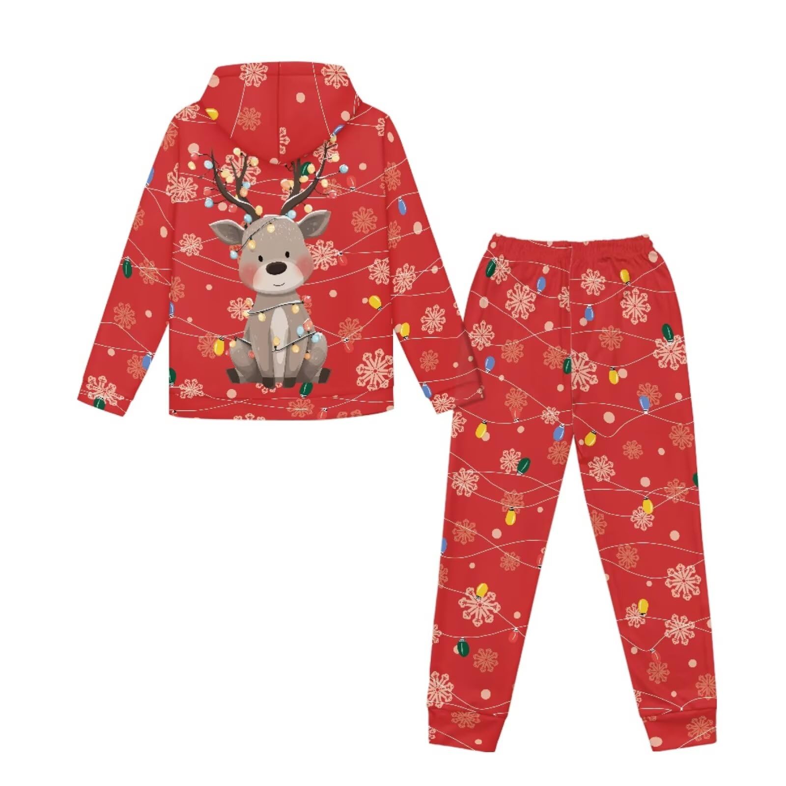 Bożonarodzeniowy jeleń chłopcy bluza z kapturem zestawy spodni 2-częściowy dziewczęcy dres, nadruk 3D, bluza z kapturem, zestaw dresowy, graficzny zestaw z kapturem dla nastolatek