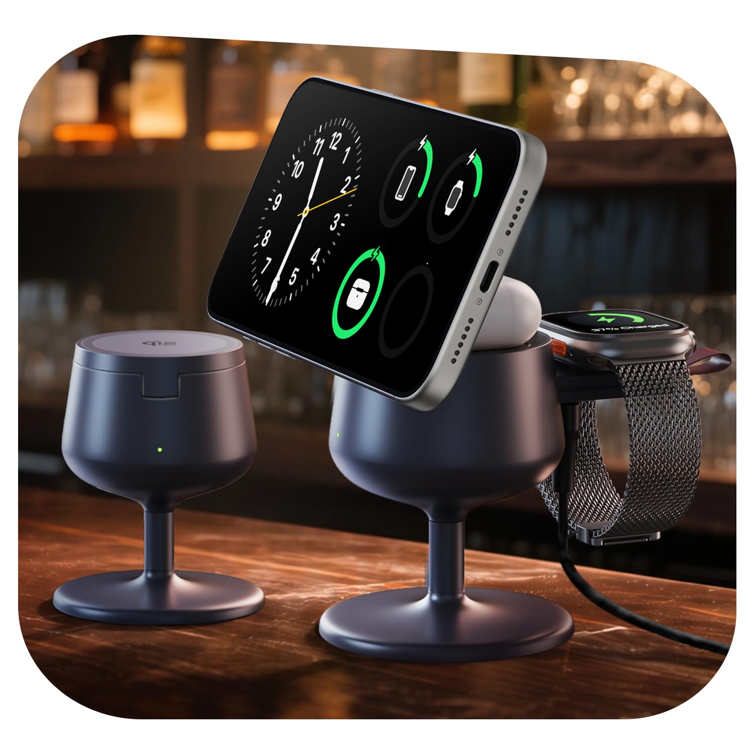 GEEKERA 3-in-1 Stazione di Ricarica per Apple: Qi2.2 25W Compatibile con MagSafe per iPhone 17/16, Caricatore Rapido 5W per Apple Watch e AirPods, Adattatore 45W Incluso, Ideale per Casa e Ufficio