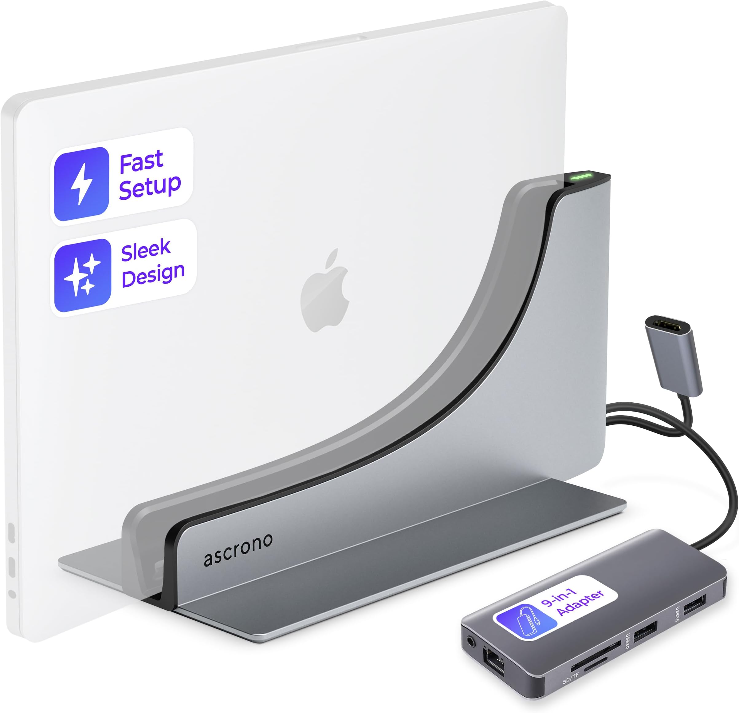Ascrono MacBook Docking Station Perfect for MacBook Pro 13, 15, 16 (2016-2020, M2 2022) with Touch Bar and Dual 4K HDMI Monitor Adapters - Enjoy 2 Thunderbolt-4 USB-C Ports Connect Dual Displays