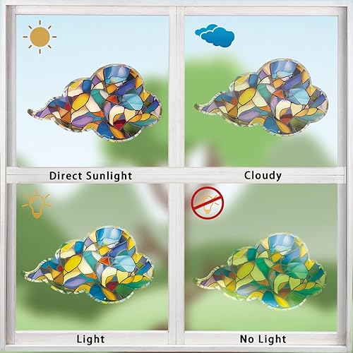 Miniatura 5 de 22 calcomanías para ventana para evitar golpes de pájaros, adhesivos anticolisión, calcomanías de ventana de reflejo de arco iris, calcomanías Nube