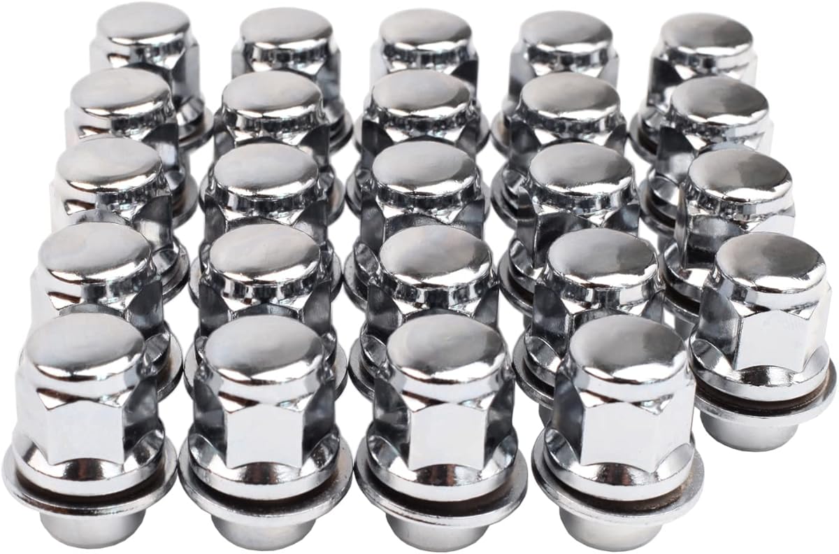 12x1.5 Lug Nuts 20 Pcs Chrome Closed End Mag Style Lug Nuts with Washer 13/16" (21mm) Hex Compatible with Toyota Camry/Corolla/Tacoma Lexus