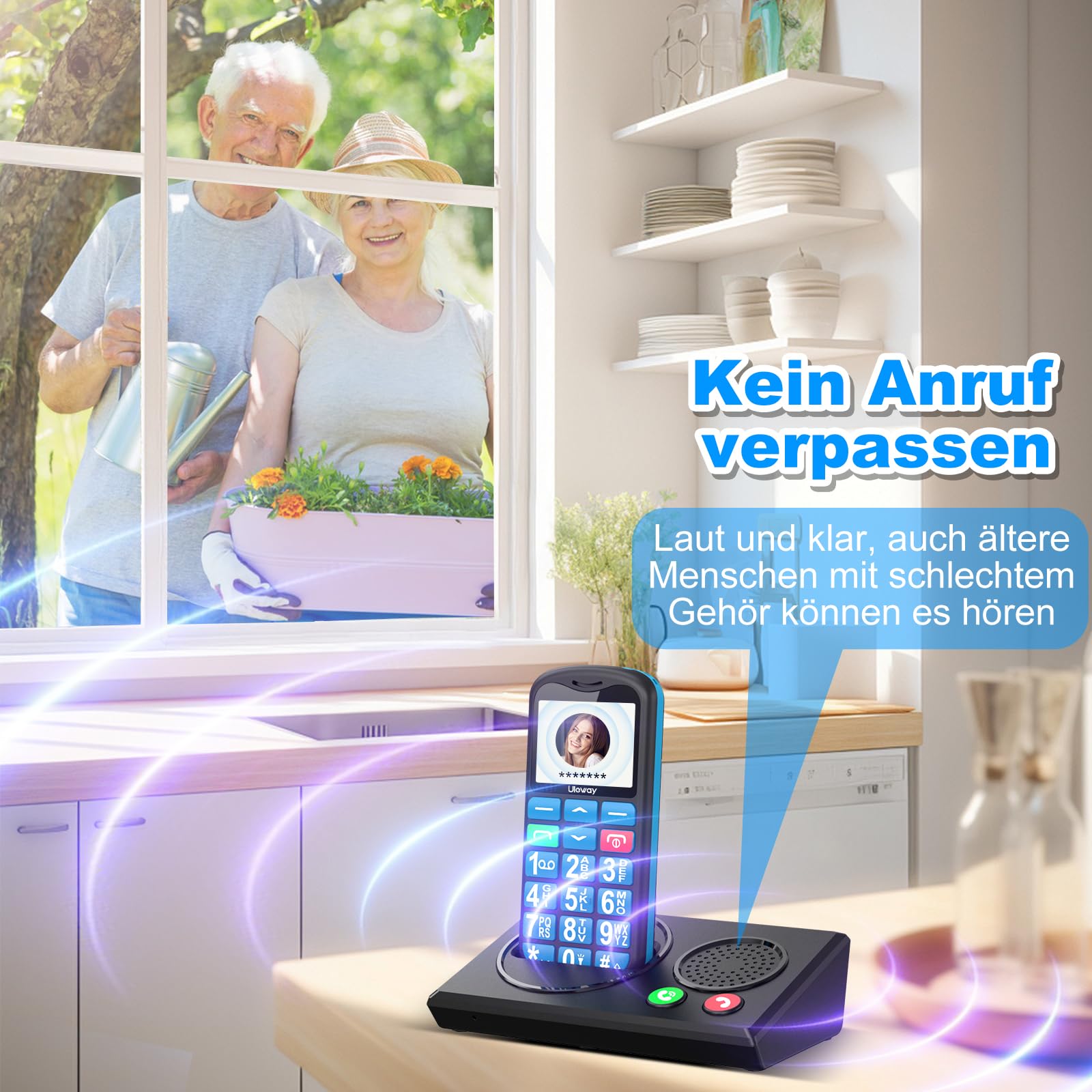 4G Seniorenhandy ohne Vertrag mit Bluetooth Ladestation Freisprechen Hohe Lautstärke Großtastenhandy für Senioren Einfach zu Bedienendes Basistelefon SOS Notruftaste Mobiltelefon