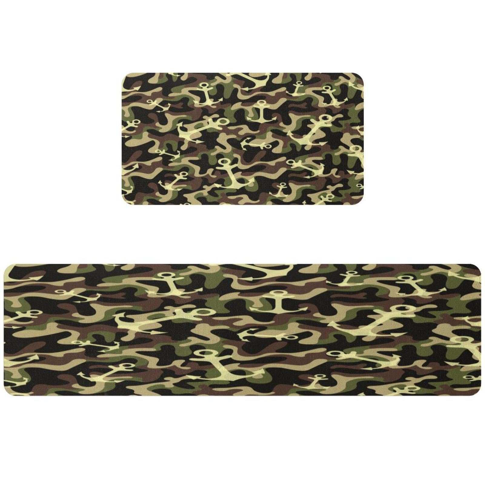 Alfombrillas de cocina lavables y alfombras antideslizantes de camuflaje VAPOKF para el hogar