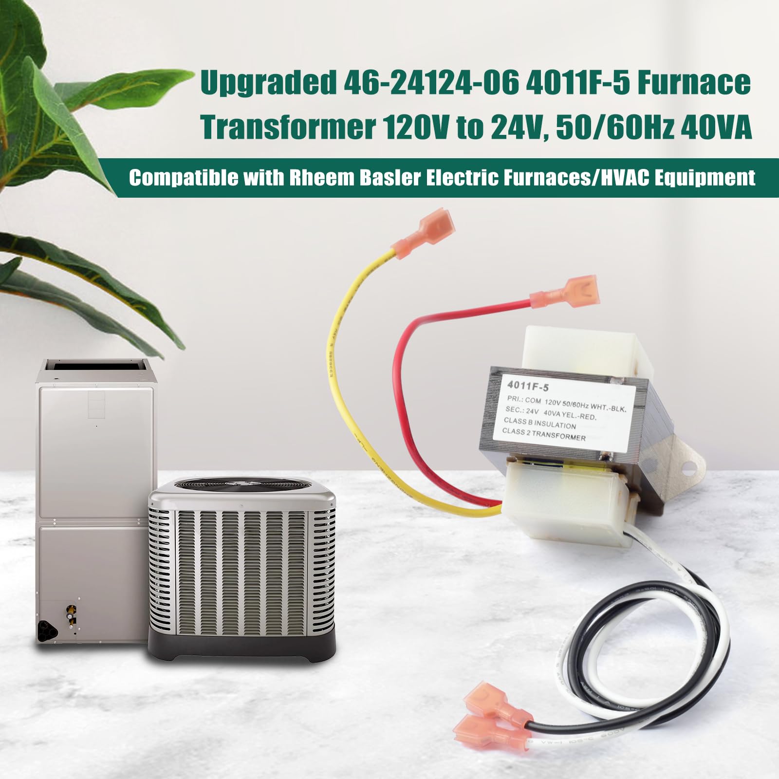 46-24124-06 4011F-5 HVAC Transformer Replacement for Rheem Furnace Part, 40 VA Furnace Control Transformer 120/24V Channel 2 Hole Mount HVAC Furnace Transformer for Basler Electric BE161640GDD 29M7101
