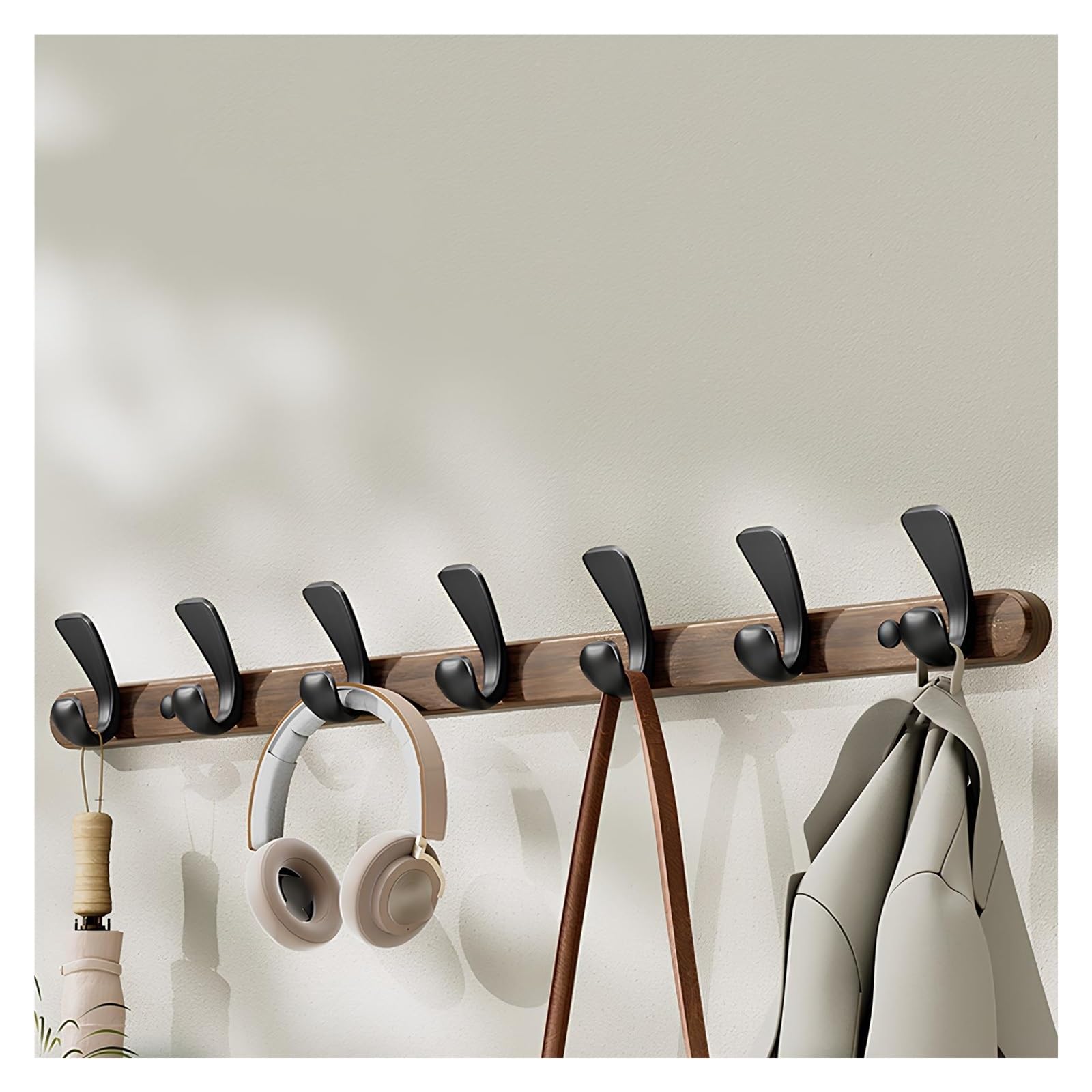 Perchero De Madera, Colgador De Pared De Madera, Percha De Pared De Madera, Soporte para Colgar De Madera, Gancho 3/4/5/6/7/8(70cm/27.5in)