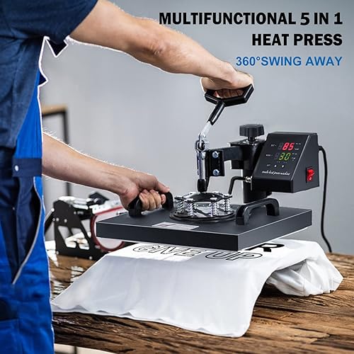 Miniatura 2 de TOPDEEP Máquina de prensa de calor 5 en 1 prensa de calor de 15 x 15 pulgadas máquina de prensado de camisetas diseño deslizante máquina de