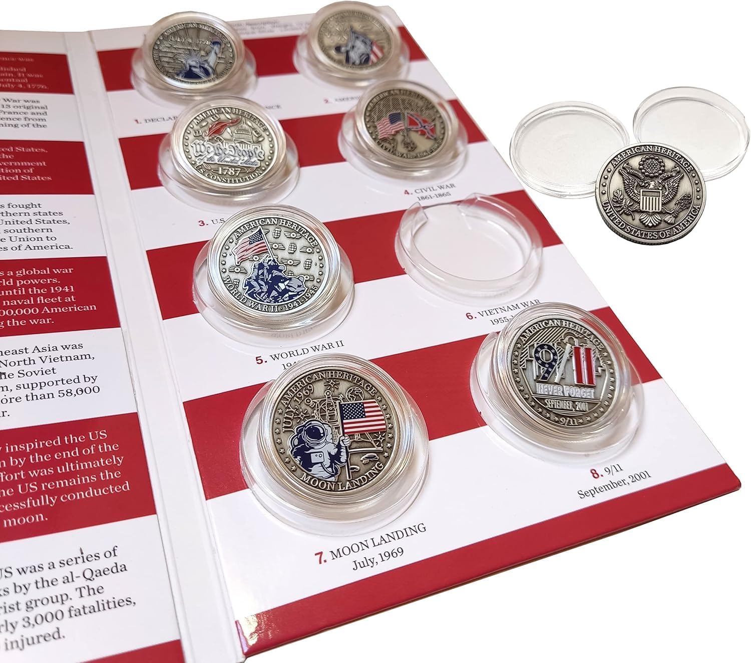 IMPACTO COLECCIONABLES - US Coin Collection - 8 Rare Coins of American Heritage - Collectible Coins - Coins for Collectors - Connect to The US History