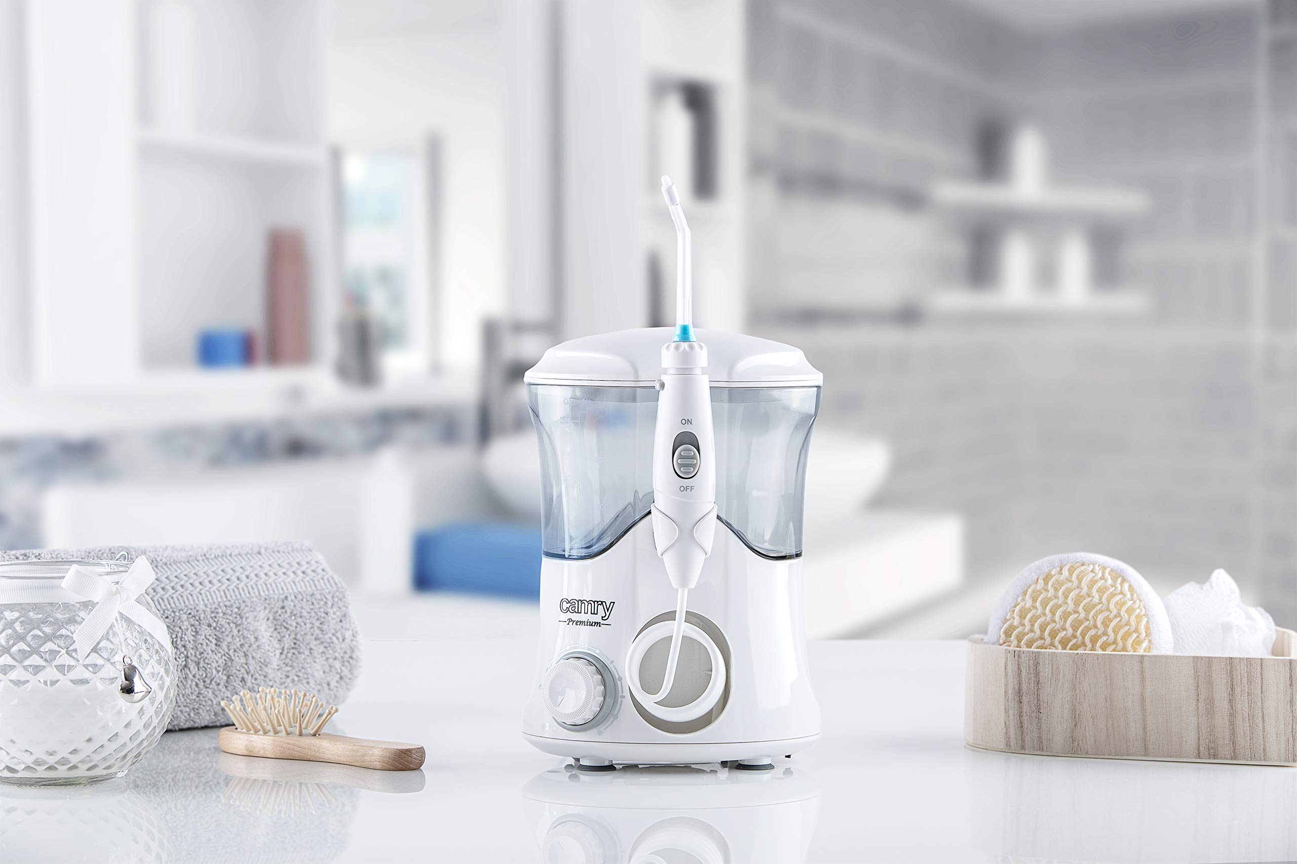 CAMRY CR2172 Irrigador Bucal Portátil con 7 Boquillas, Multifuncional 600ml Irrigador Dental, Profesional, Limpieza de Dientes de Ortodoncia y Dientes de Implante, Lavado Pulsado de Dientes