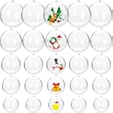 25 Set 50PCS Clear Plastic Fillable Ornaments,Transparent DIY Craft Ball,Clear DIY Christmas Ornament 5 Different Sizes for Wedding,Party,Home Decor