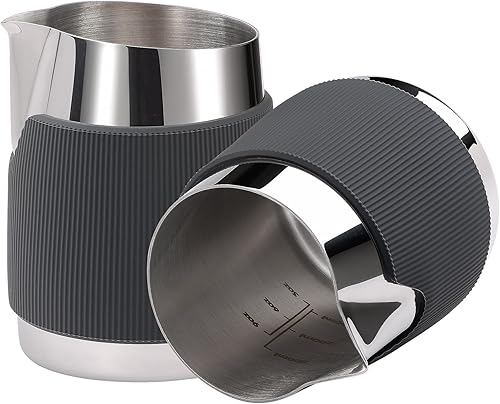 Miniatura 6 de Normcore Jarra de leche sin mango con boquilla afilada  Jarra de vapor espresso  Botella de espuma de leche de acero inoxidable 188, antiadherente