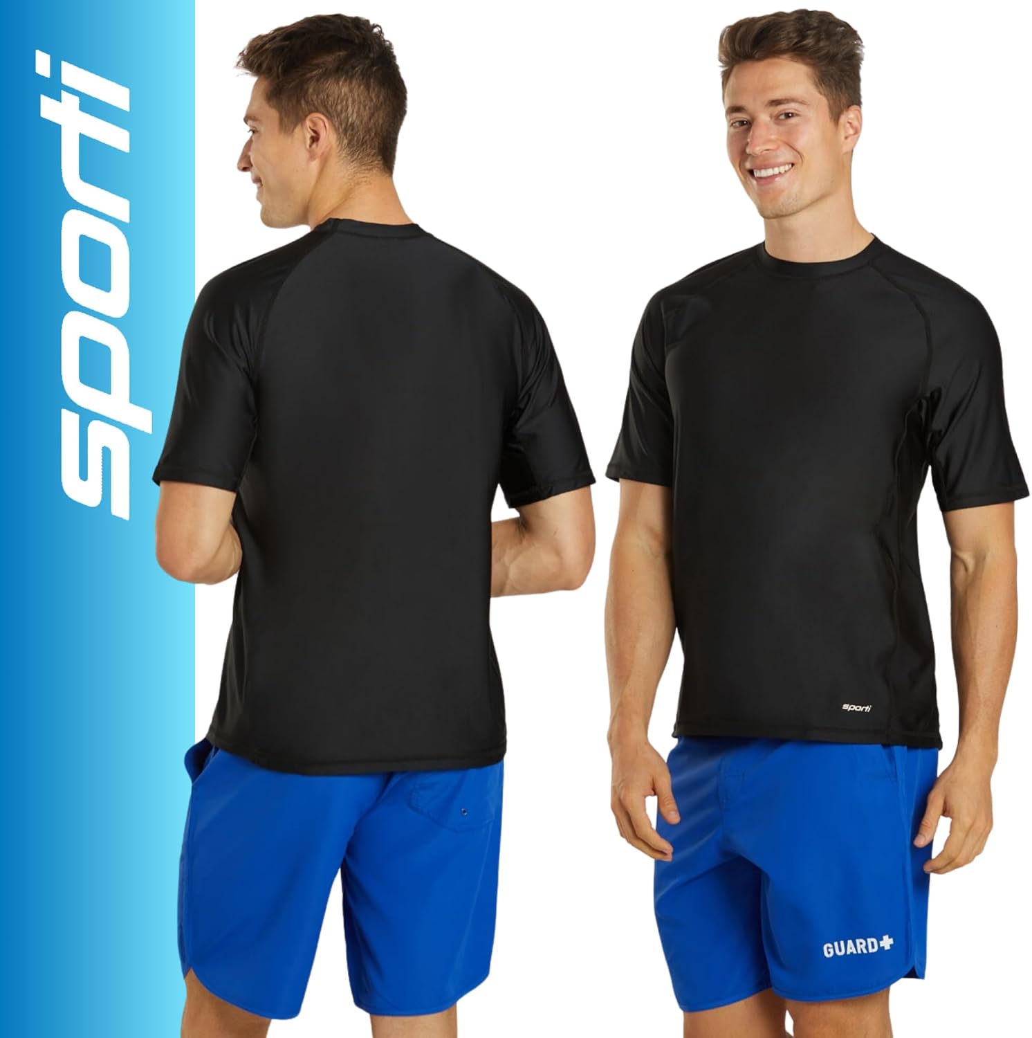 Sporti Men's S/S UPF 50+ Swim Shirt - Rashguard for Men - Comfortable Men's Rash Guard Shirts