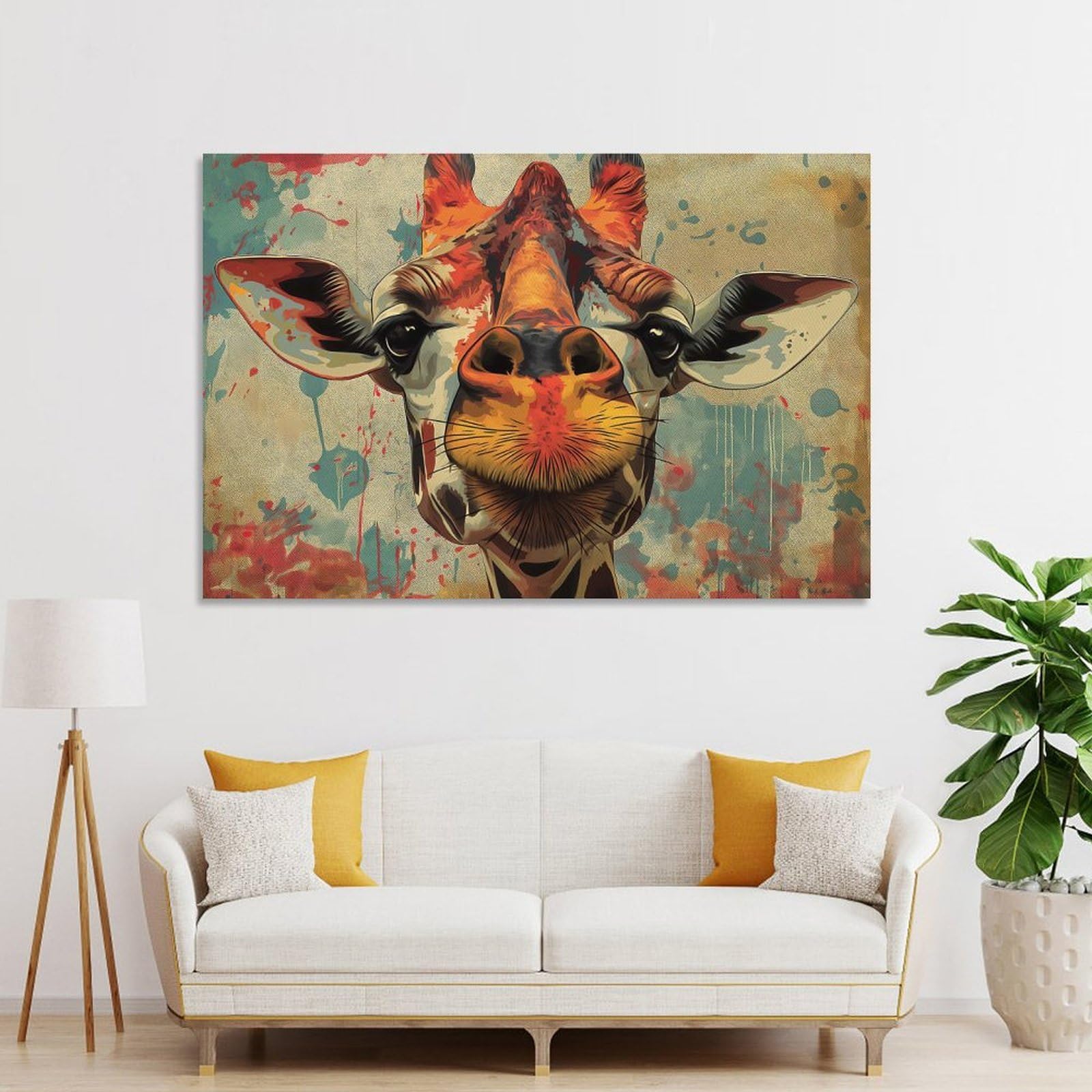 Junmoney Unframe-Style-4-1 Hanging Wall Art Funny Colorful Giraffe Art, 20X30inch(50X75cm), For Gallery Wall Layouts In Home Or Office, An Easy Match For Collected Prints