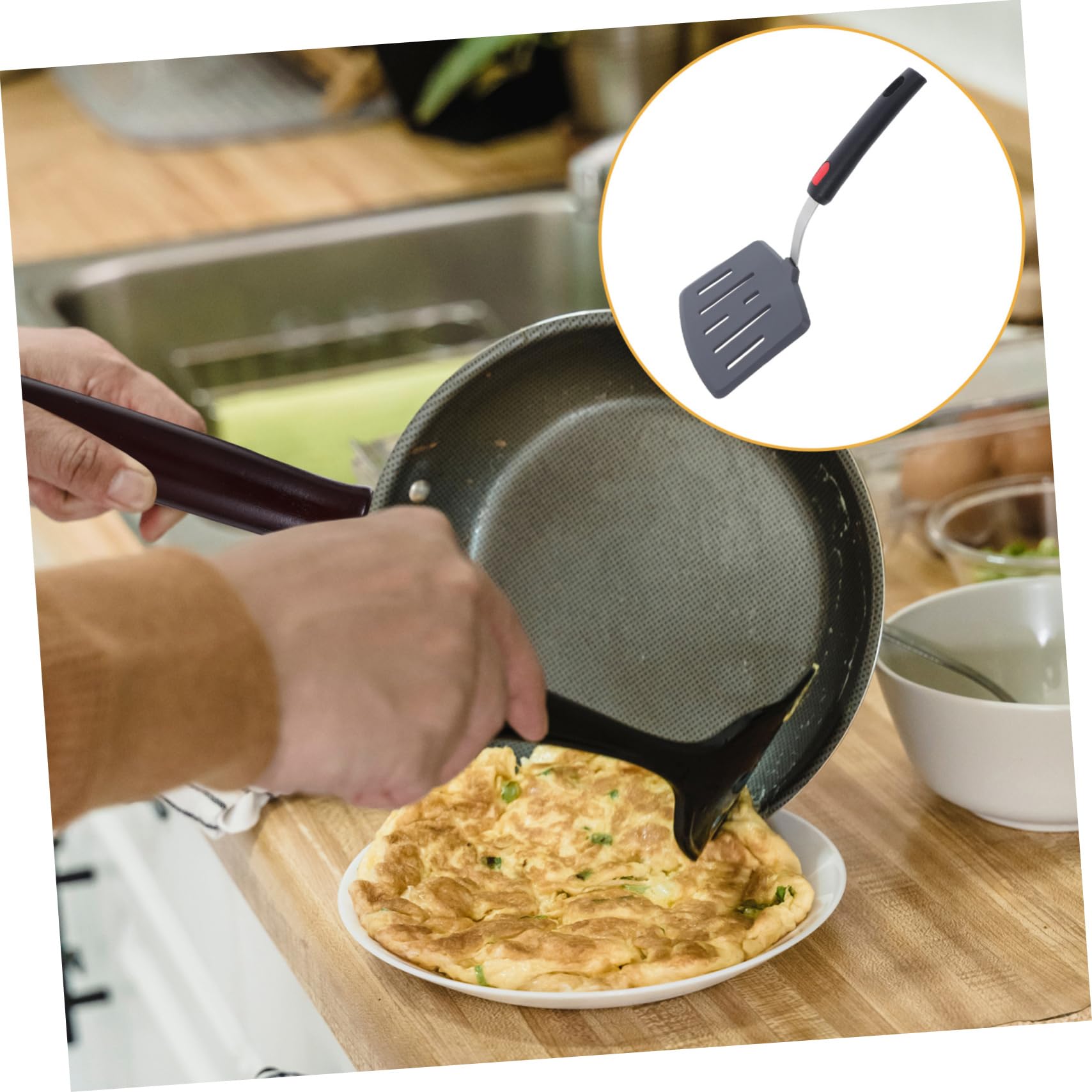Cabilock Spatule en silicone avec fentes, résistante à la chaleur, flexible, large spatule pour revêtements antiadhésifs de cuisine