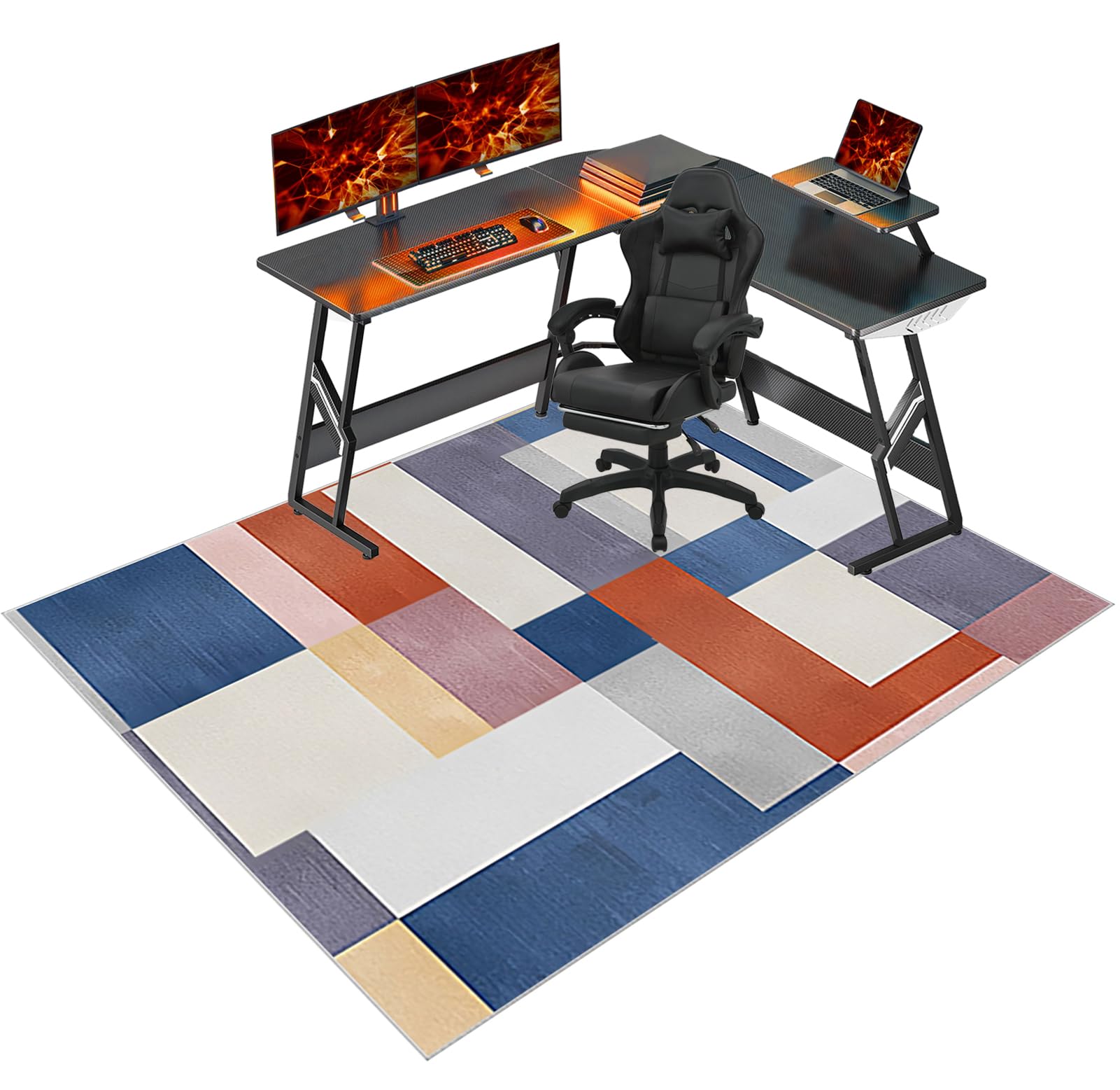 LzreXnvoFxg Office Chair Mat, Floor Protection Mat for Hard Floors, Computer Gaming Rolling Chair Mat, Non-slip Rectangle Desk Chair Mat, Multi-Purpose Chair Mat, Anti-scratch 100 x 140 cm