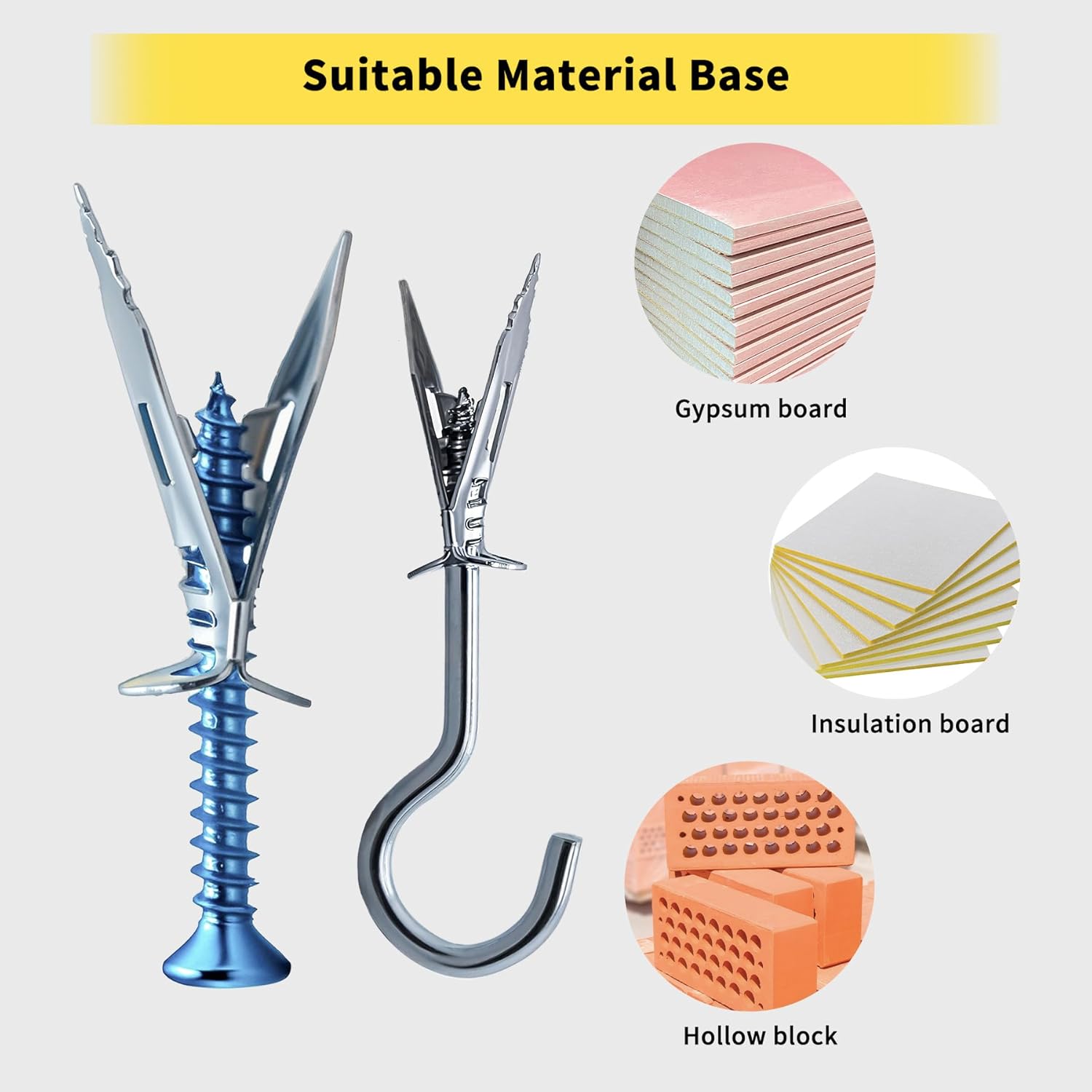 510pcs Self-Drilling Drywall Anchors with Screws and Screw Hooks,4 Sizes Screws and Drywall Anchor,1 Size Wall Anchors with Screw Hooks,Zinc Plated Expansion Screw Set No Drilling Required (Silver)