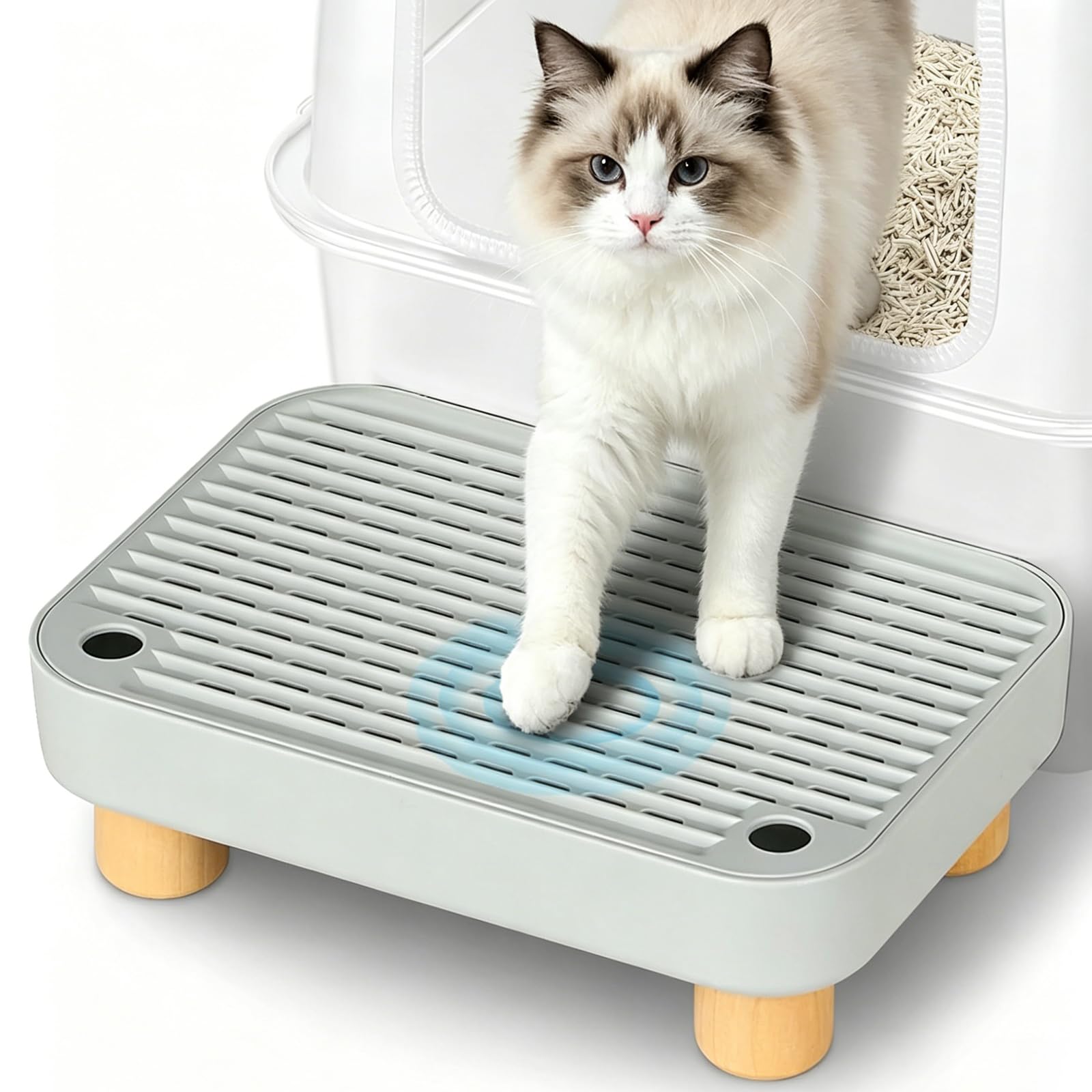 Katzenklo Rampe, Erhöhte Katzentreppe für Alte Katzen, 11.8×7.9×3.6 in Katzenklo Oben Einstieg für Kätzchen & ältere Katzen