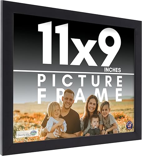 Miniatura 1 de Marco de fotos negro de 11 x 9 pulgadas, marco de fotos moderno completo que incluye protector contra roturas de acrílico UV, tablero de respaldo de