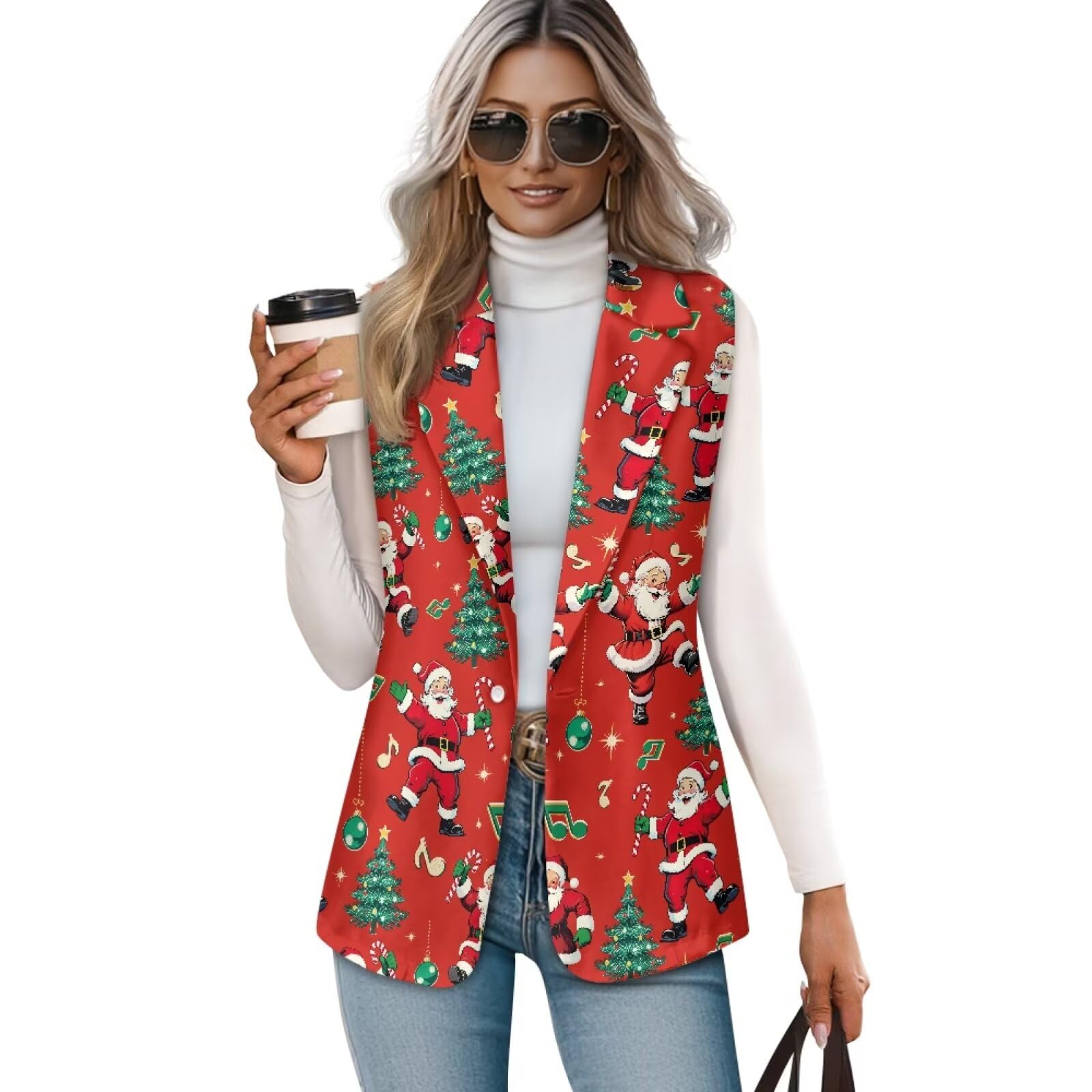 TOADDITDO Suit Vests Womens Sleeveless Blazers Trendy Lapel Waistcoat Vest Top Plus Size Formal Work Business Vest Jacket
