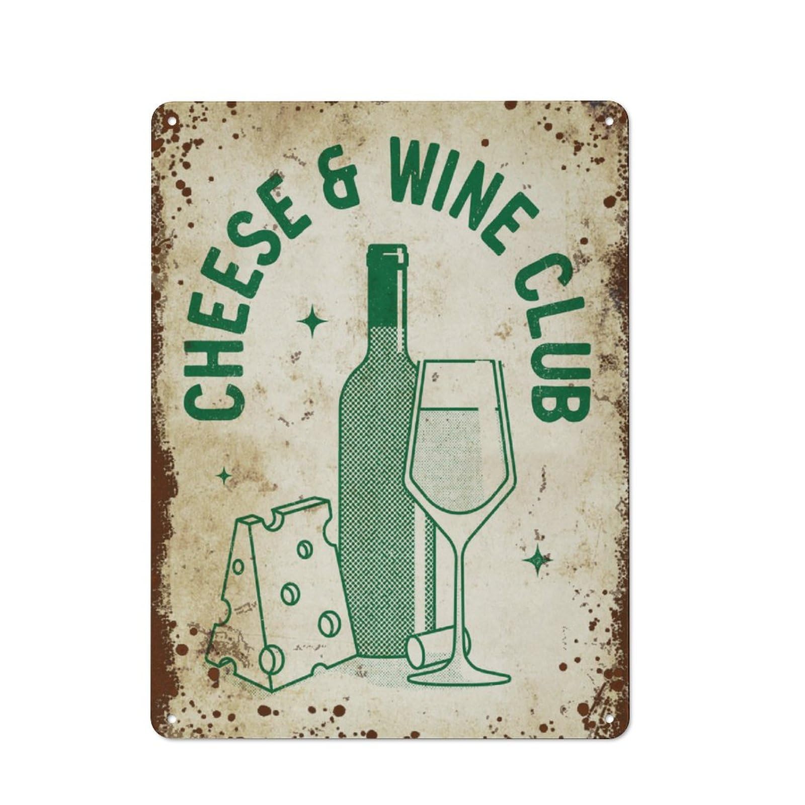 Kwqdozf Style-13 12X16inch Cheese And Wine Club, Retro Food, Funny Cheese Home Wall Art Deco