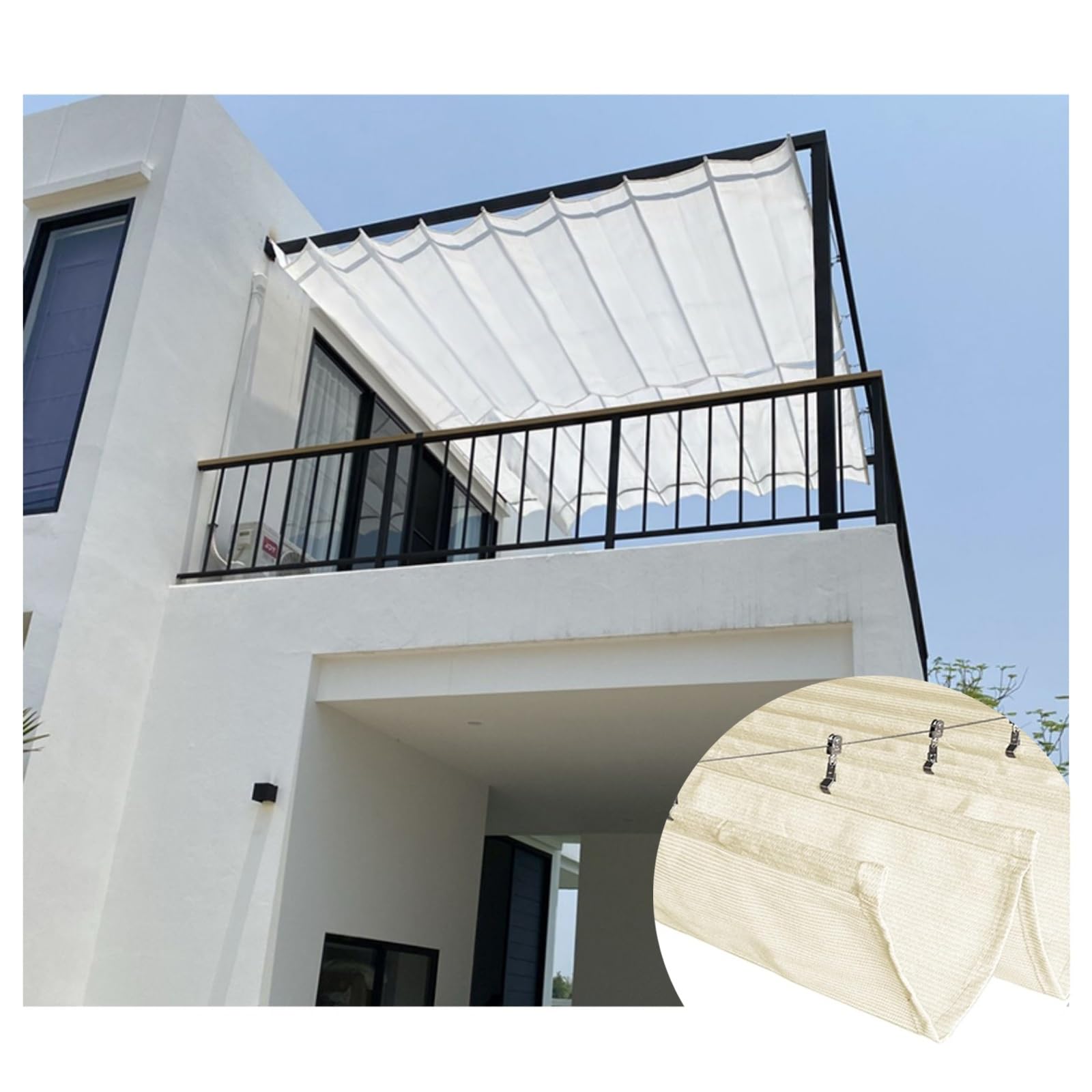 Voile d'ombrage rétractable avec protection UV à 90 % pour terrasse