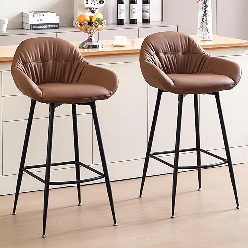 Miniatura 7 de BV - Juego de 2 taburetes de bar de 30 pulgadas, taburetes de bar de altura de mostrador para isla de cocina, silla de bar moderna de mediados de