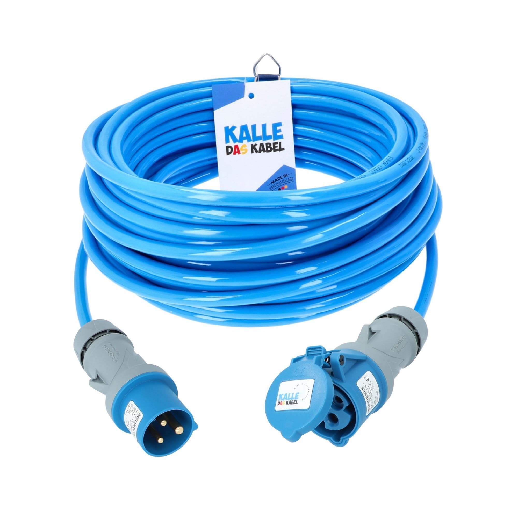 KALLE DAS KABEL Rallonge CEE 230 V H07BQ-F 3G 2,5 mm² câble de très haute qualité pour industrie BAU Boot Womo Camping 10 mètres
