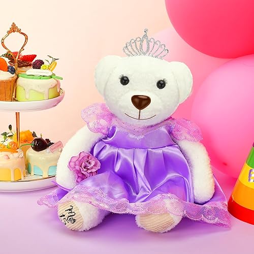 Miniatura 5 de Oso de membrillo con vestido de 18 pulgadas, muñeca de quinceañera de peluche para 15 años con vestido centro de mesa para quinceañera de 15 años