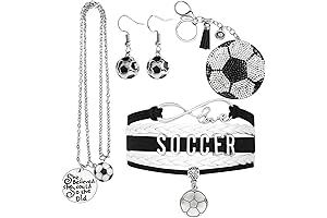 Soccer Gifts for Women, Jewelry Set with Necklace, Bracelet, Earrings, Keychain