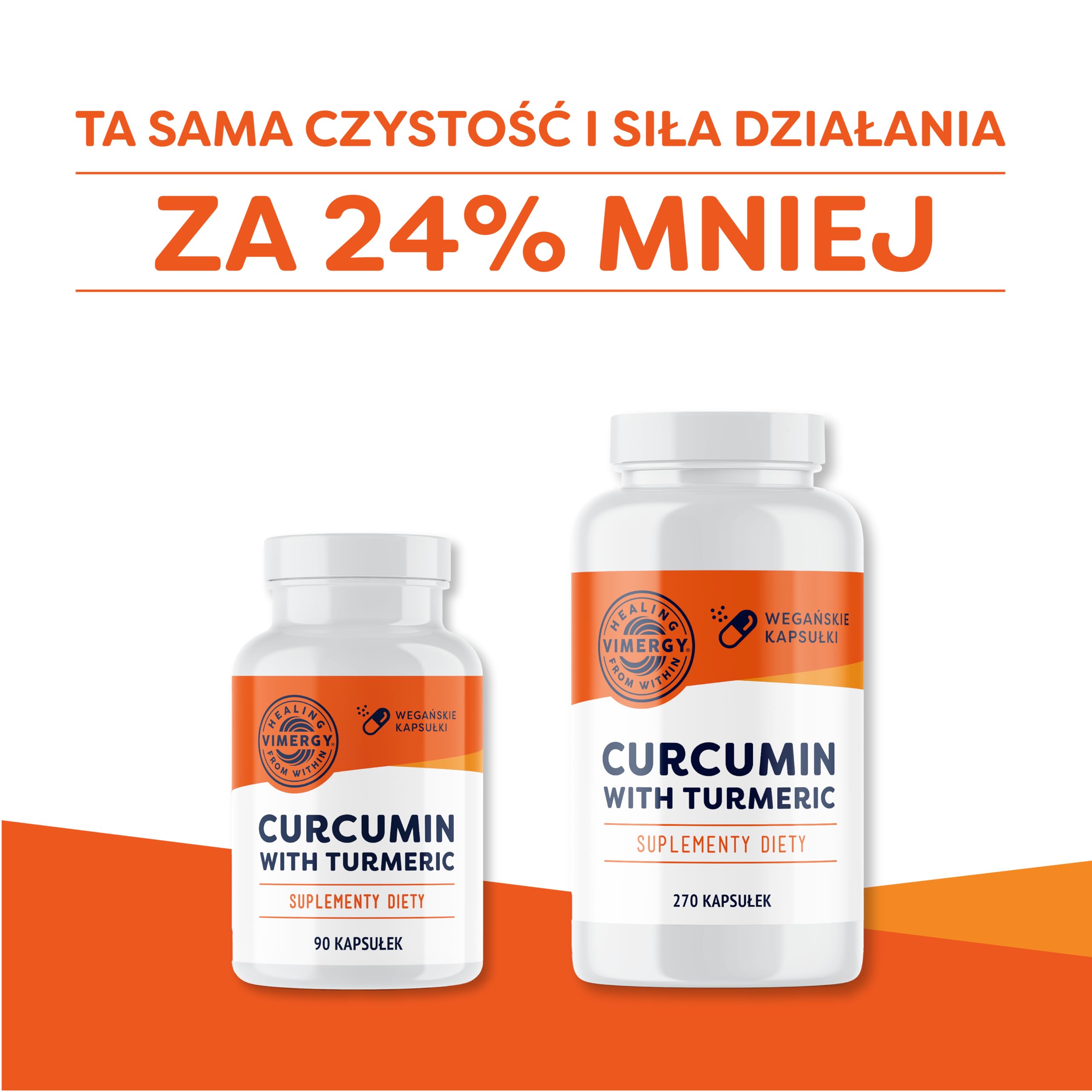 Vimergy Kurkumina z Kurkumą w Kapsułkach, 90 Porcji – Kurkumina i Kurkuma w Kapsułkach Ziołowe Suplementy – Kurkuma i Kurkumina Kapsułki z Płynem – Wegańskie, Bez GMO, Bezglutenowe (270 Kapsułek)