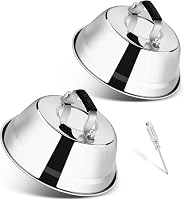 Homikit Rozsdamentes Acél Burger Harang Szett (2db) - Hőálló Szilikon Fogantyúval, 22,8 cm - Teppanyaki, Grill és Konyhai Használatra, Mosog 1
