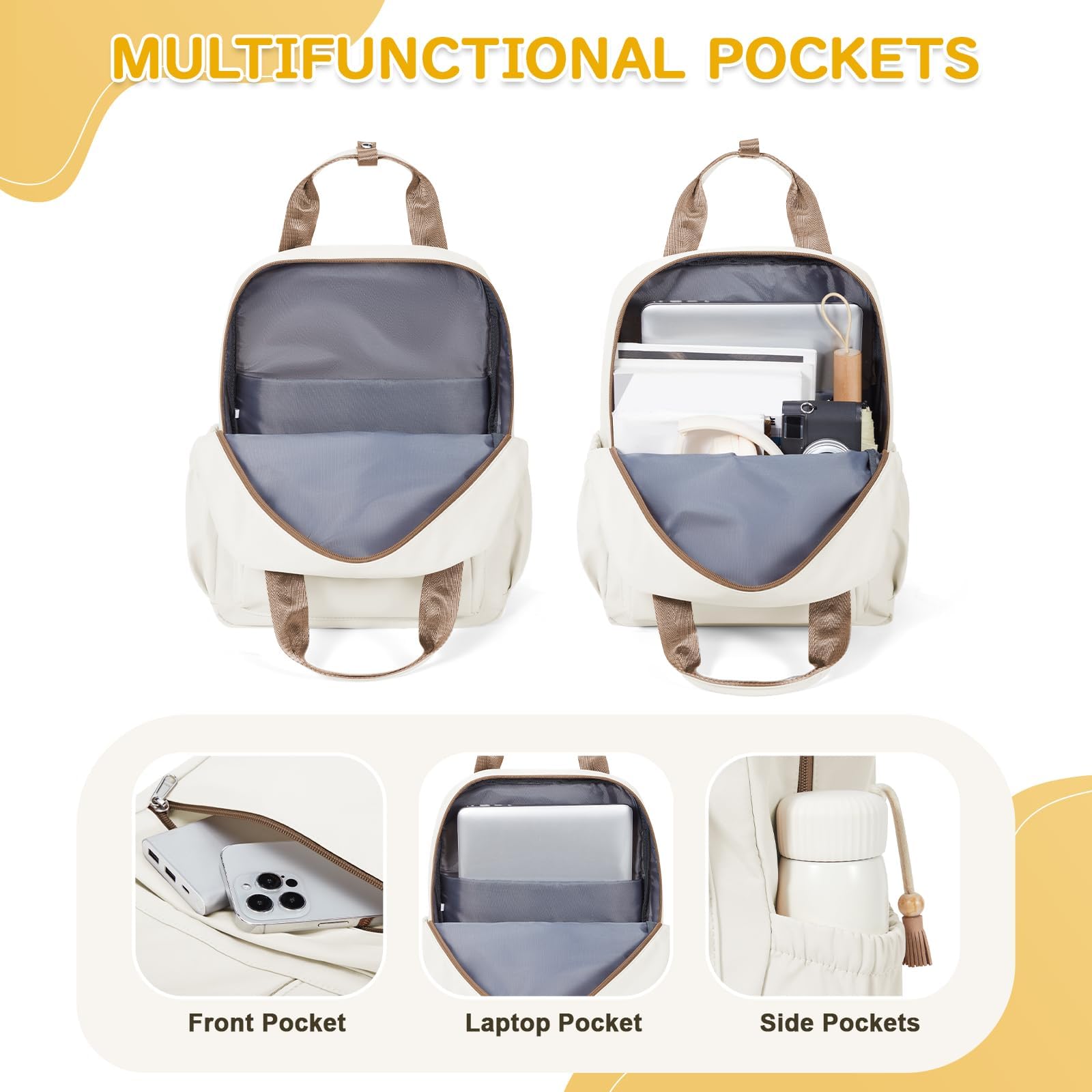 HYC00 Zaino Donna Scuola,Zaino Donna Casual Zaino Scuola Superiore Ragazza Zaino Università Zainetto Cartella, Impermeabile Zaino Porta PC 14 Pollici Zaino per Scuola Media Ragazza Ragazzi Backpack