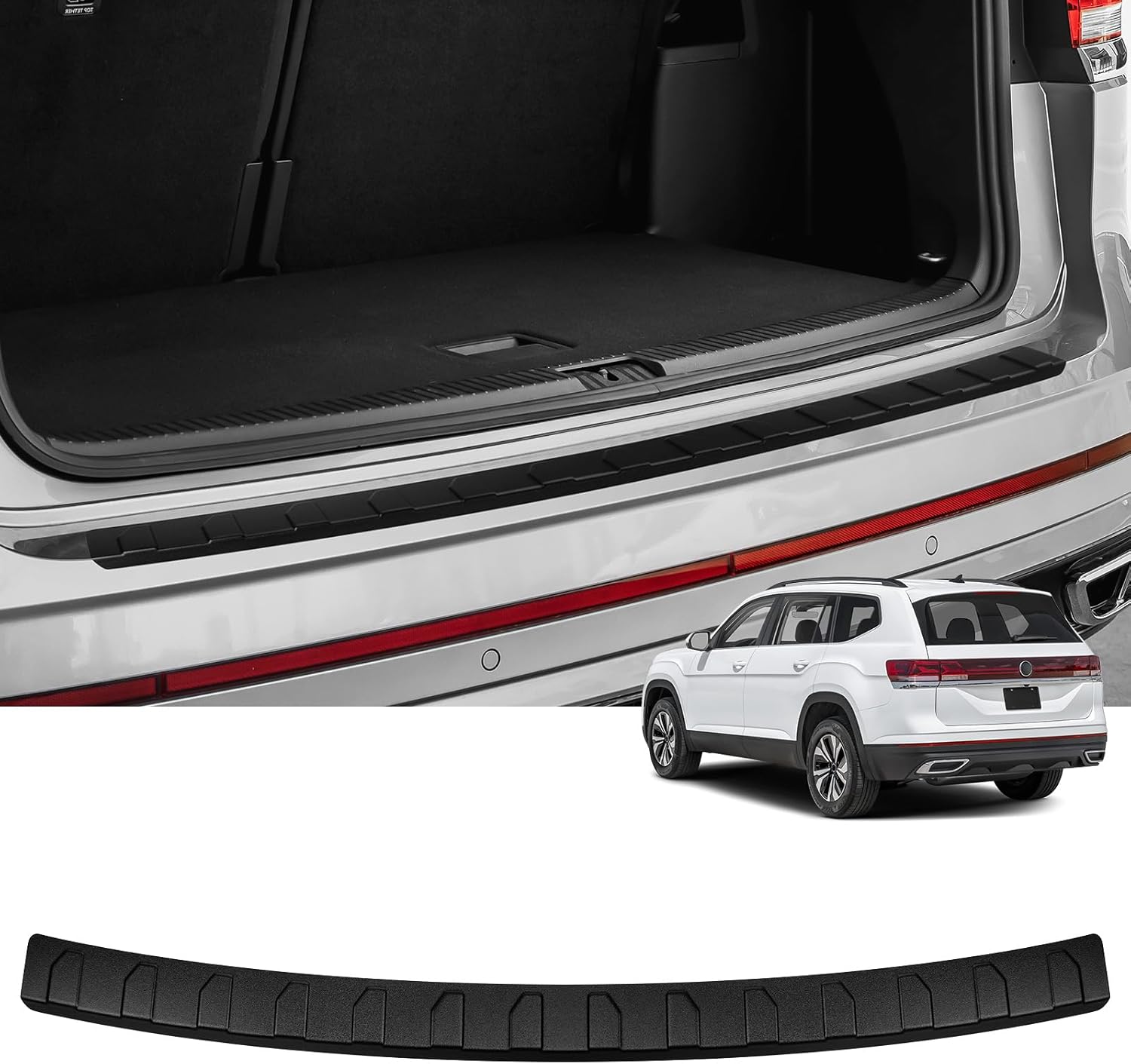 Rear Bumper Protector for Volkswagan VW 2018-2024 2025 2026 Atlas Car Accessories (Not Fit Atlas Cross Sport) ABS Plastic Material Matte Black Resistant Trunk Door Entry Guards