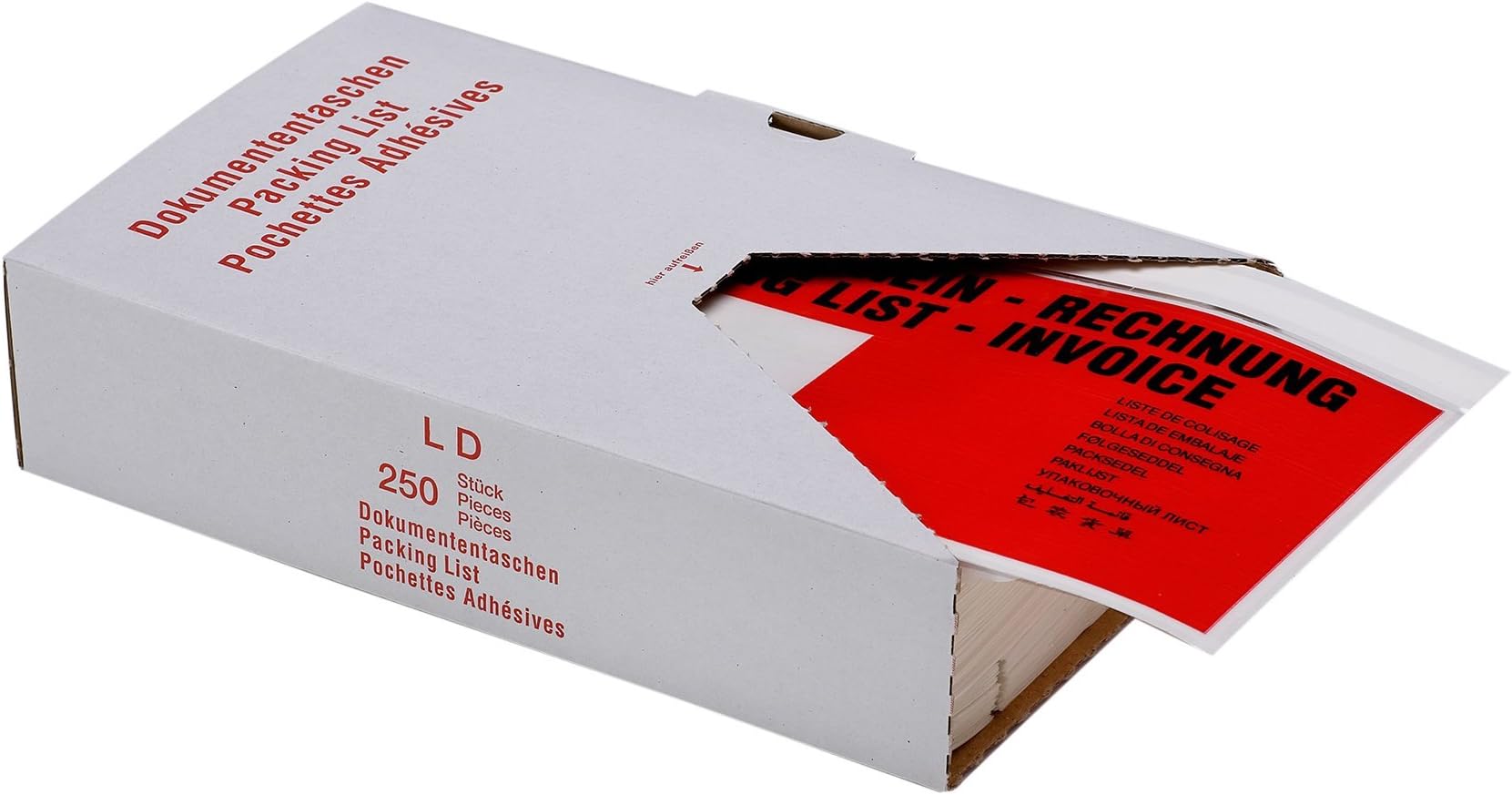 Debatin 522182/250 Shipping Document Pockets DIN Long Packing List/Invoice Pack of 4X 250 in Dispenser Box