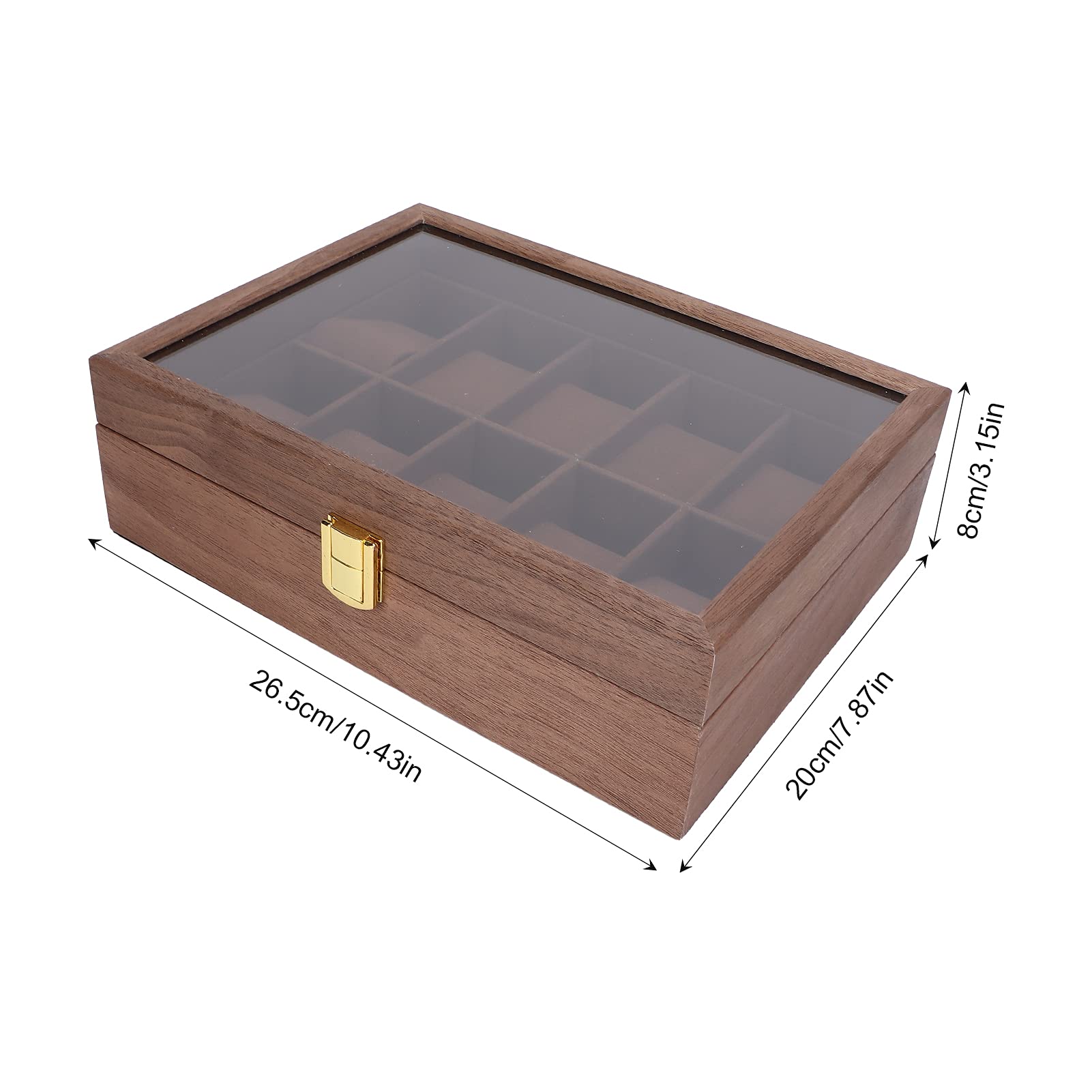 Caja para Relojes con Tapa Transparente y 10 Compartimentos para Almacenamiento de Joyas y Relojes, Terciopelo Cuero PU de Primera Calidad, 26,5 X 20 X 8 Cm