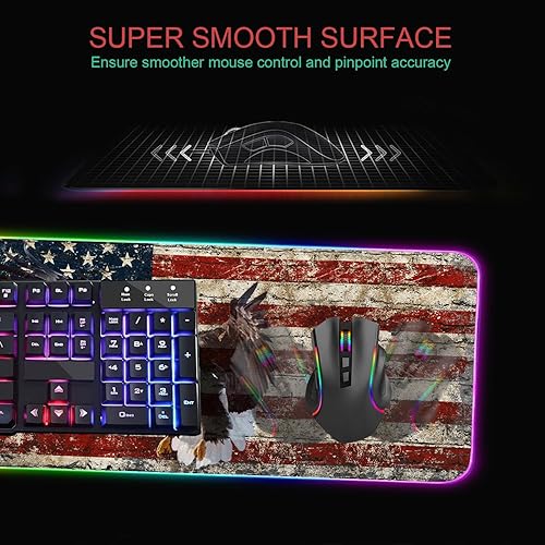 Vista 74 de Alfombrilla de mouse RGB para juegos con posavasos para café, alfombrilla de mouse LED grande XXL, base de goma antideslizante, alfombrilla de mouse