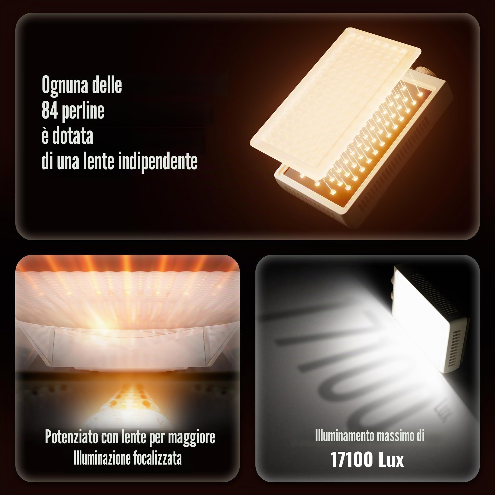 ZHIYUN FIVERAY M40 SE Combo [Ufficiale] Luce Video LED, 17100 Lux, 2700–8500K, CRI≈95, TLCI ≥ 97, 84 LEDS, 250g, Luce Portatile Video/foto/fotocamera/streaming per YouTube TikTok