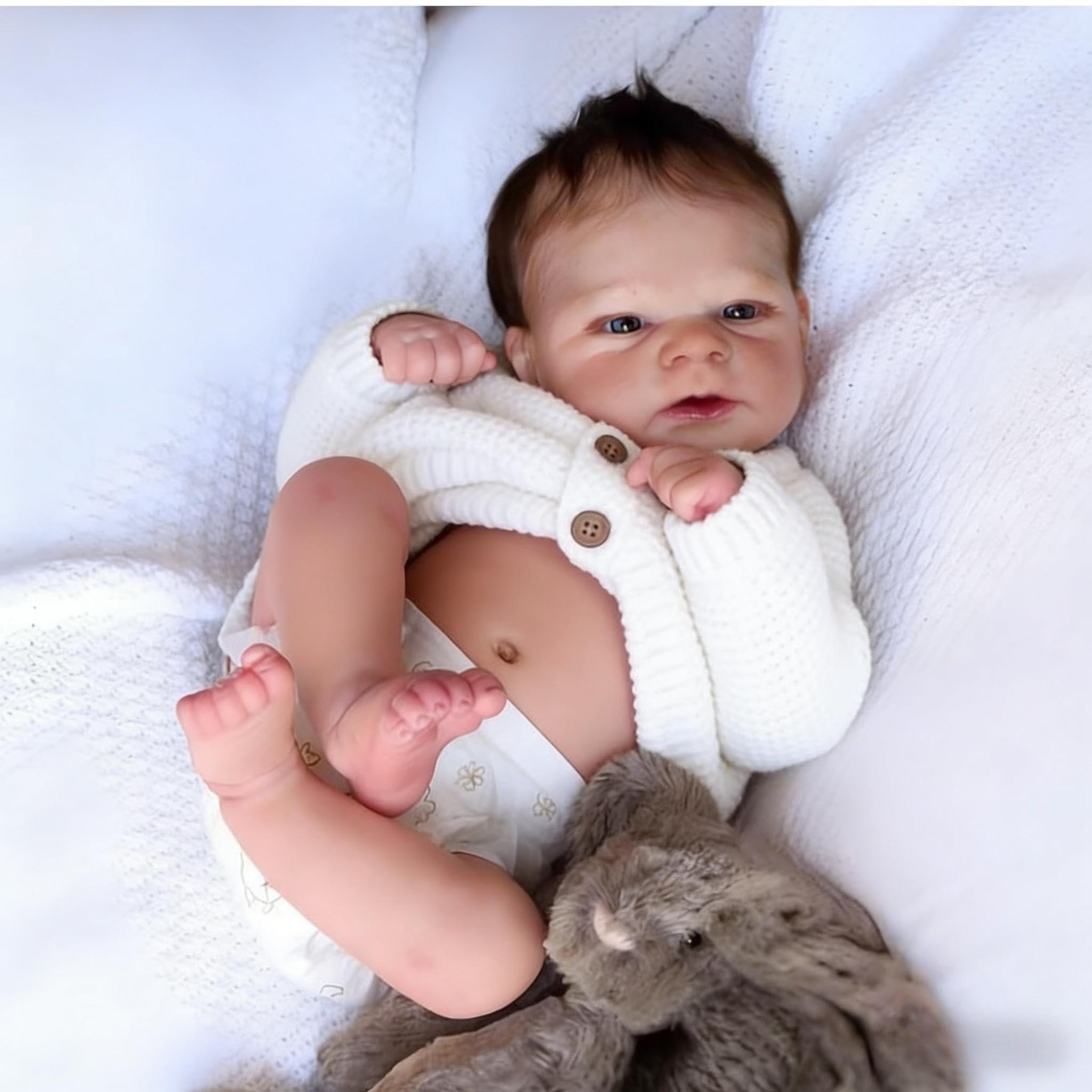 RXDOLL Reborn Baby Dolls silikonowy winyl na całe ciało, 43 cm, anatomicznie poprawna, dziewczyna, realistyczna, Reborn, ukorzenione włosy, realistyczna, pełna silikonowa lalka niemowlęca, prezent