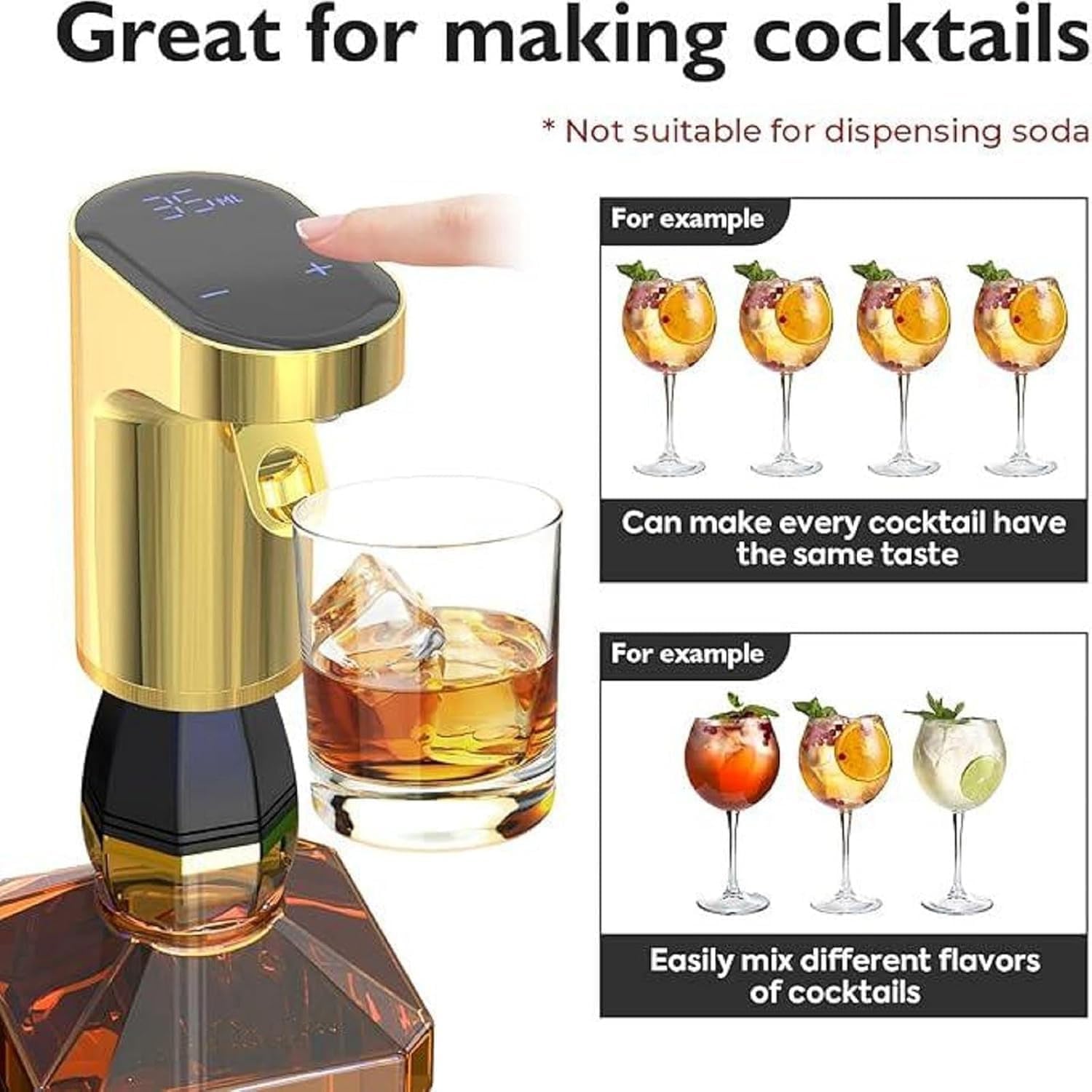 Sipvault – Distributeur de boissons alcoolisées, distributeur de boissons Sip Vault pour whisky, distributeur intelligent d'alcool, décanteur de vin électrique, distributeur verseur, quantité réglable