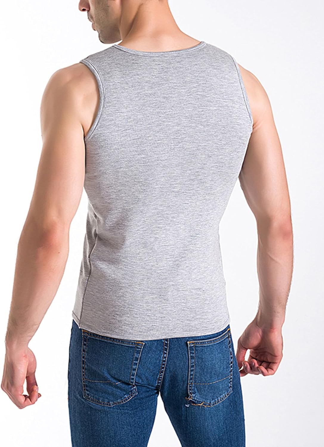 Flygo 2 Pack Thermal Tank Top Men Cotton Winter Warm Fleece Lined Underwear Sleeveless Vest Undershirt - Image 3