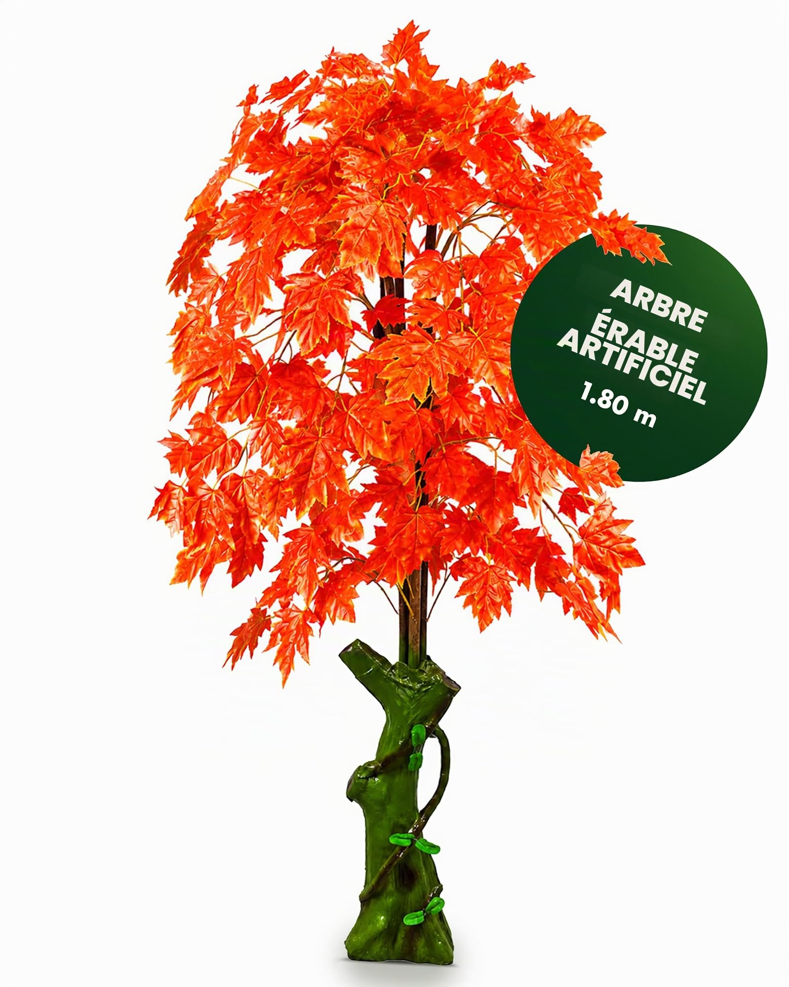 Erable Plante Arbre Artificielle Artificiel Plastique 180cm Domaine Interne Feuilles Rouges Decovego