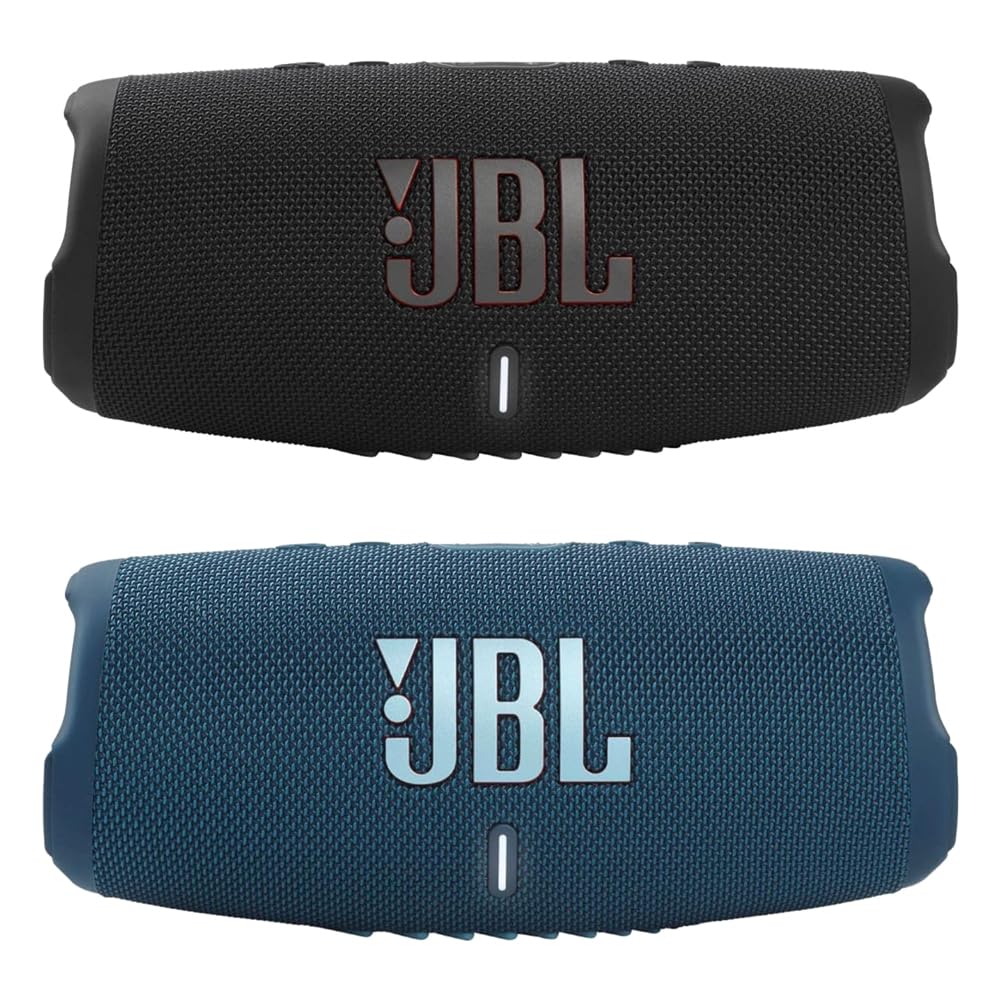 JBL Charge 5 - Waterproof Portable Bluetooth Speaker - Black/Blue (Pair)